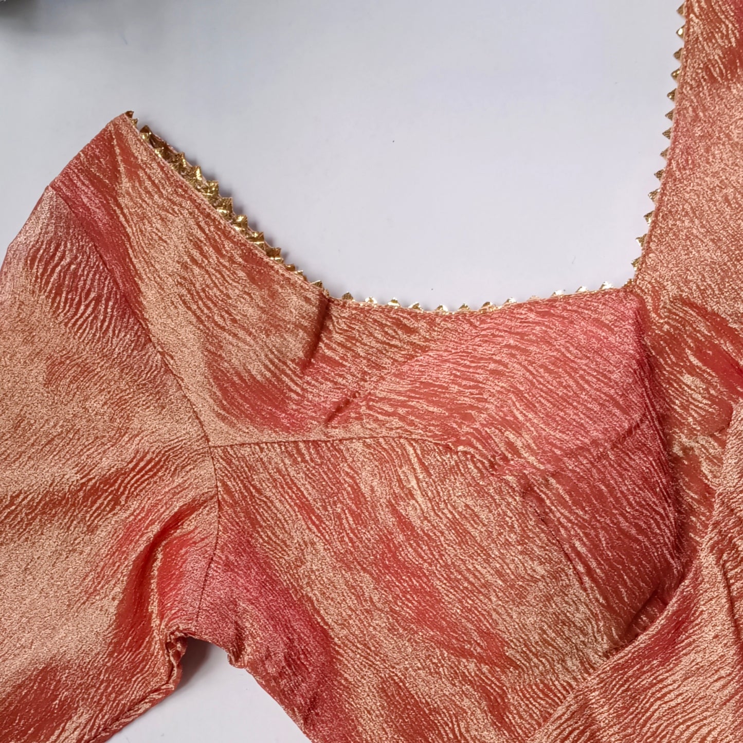 Metallic rustic orange crush tissue blouse