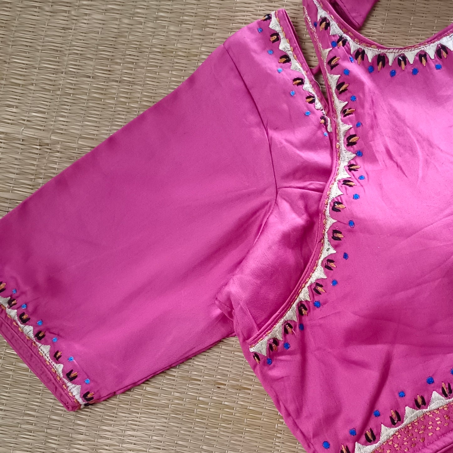 Pink Masaba Neck Embroidery Blouse