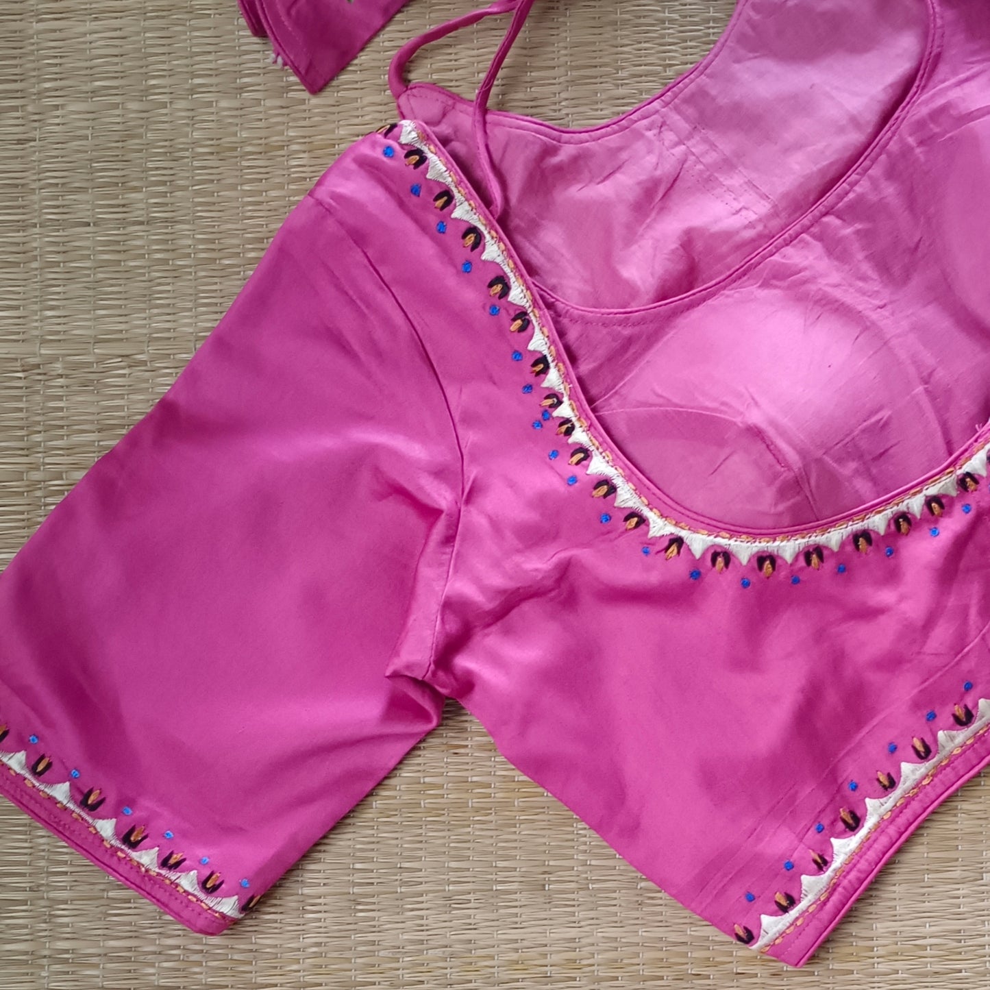 Pink Masaba Neck Embroidery Blouse