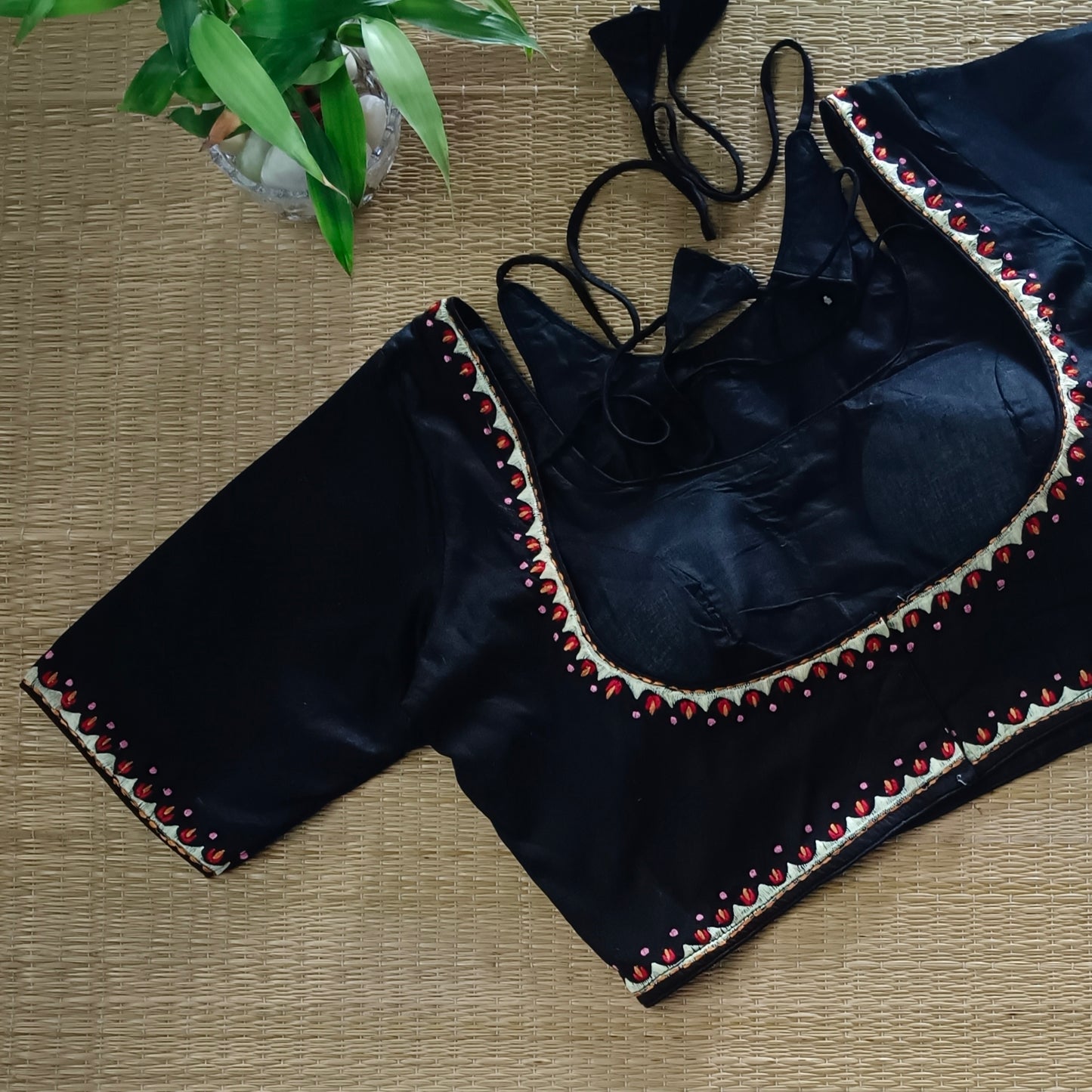 Black Masaba Neck Embroidery Blouse