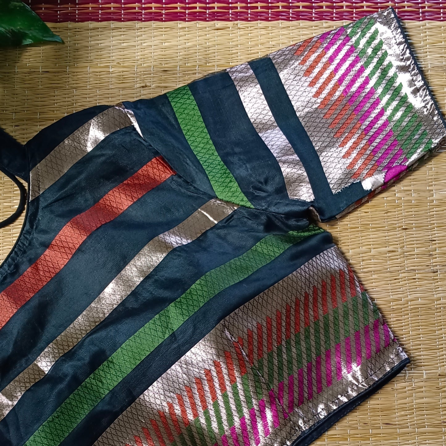 Black Multicolor Masaba Neck Blouse