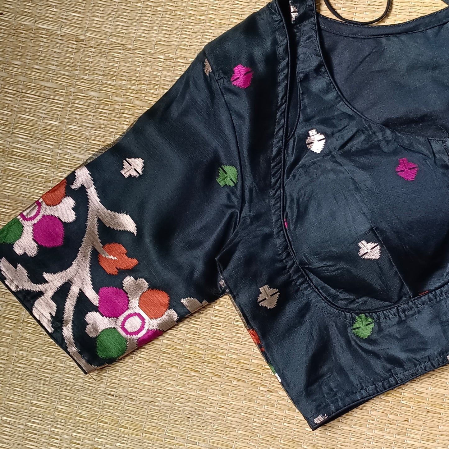 Black Multicolor Masaba Neck Blouse 1