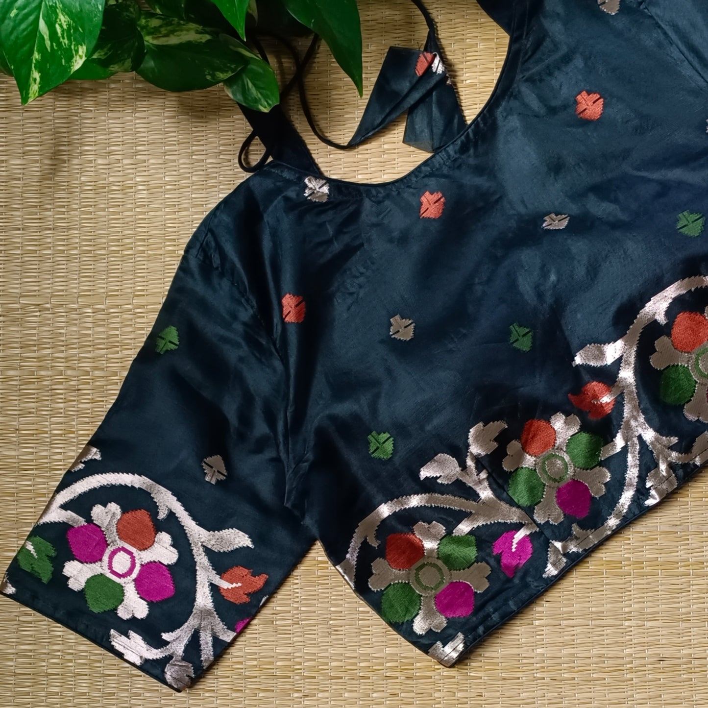 Black Multicolor Masaba Neck Blouse 1