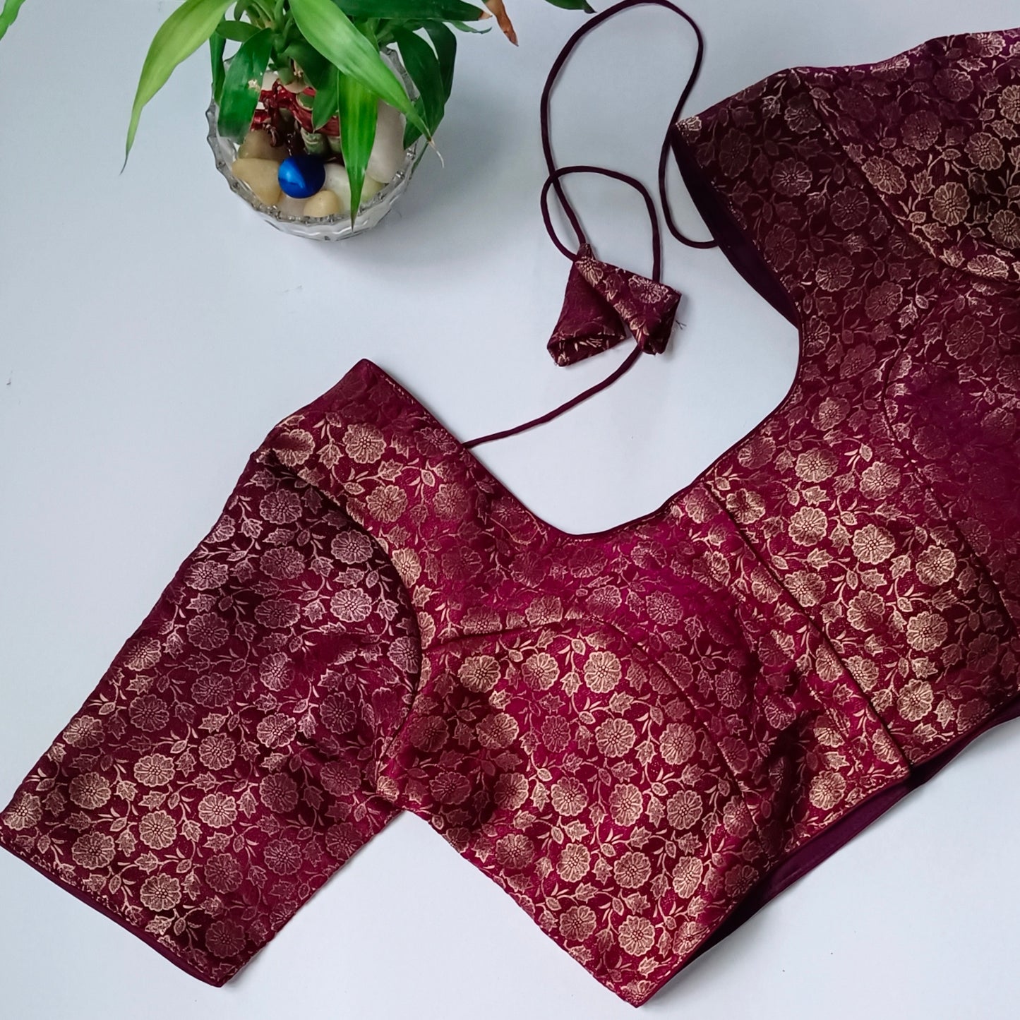 Classic Wine Brocade Blouse(assorted)