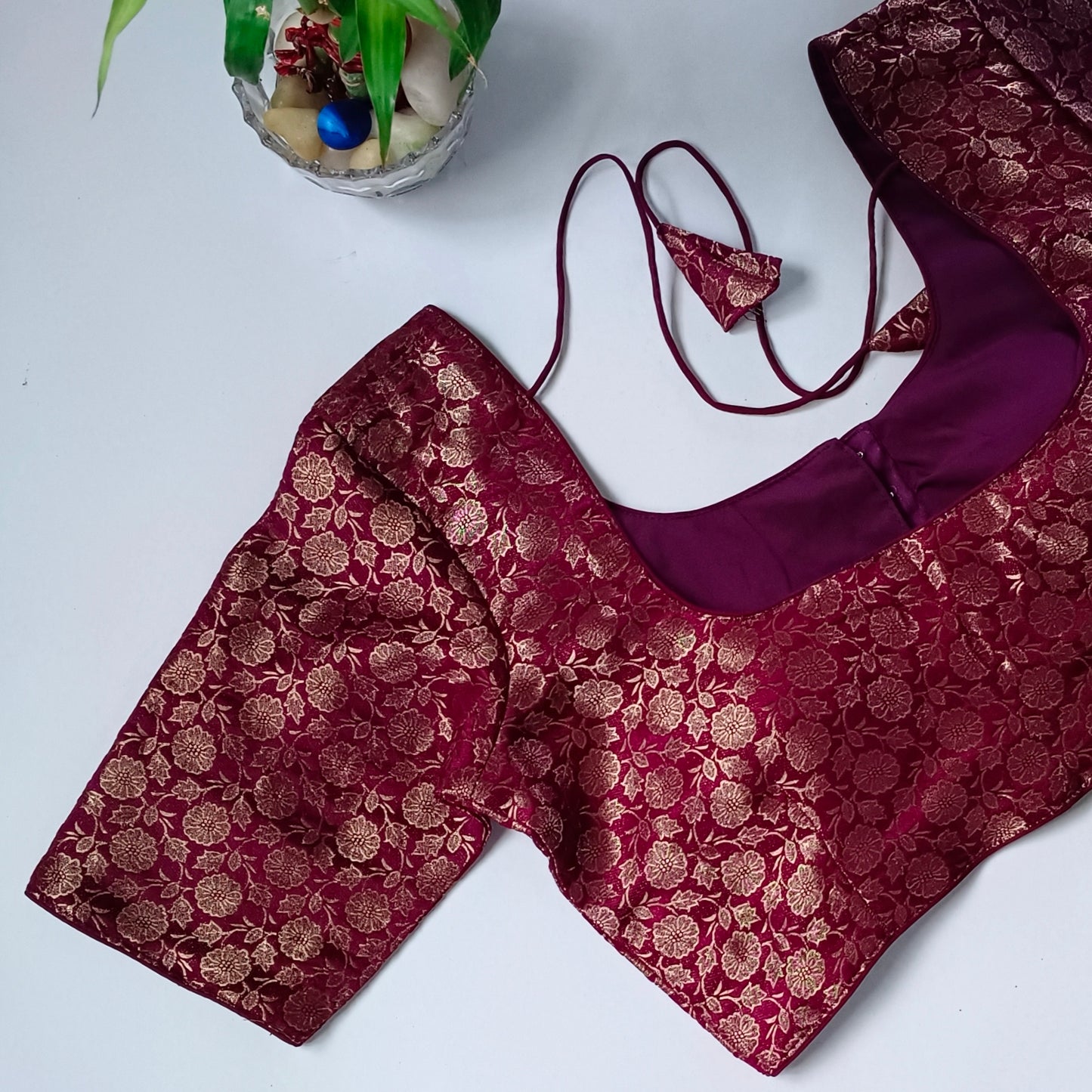Classic Wine Brocade Blouse(assorted)