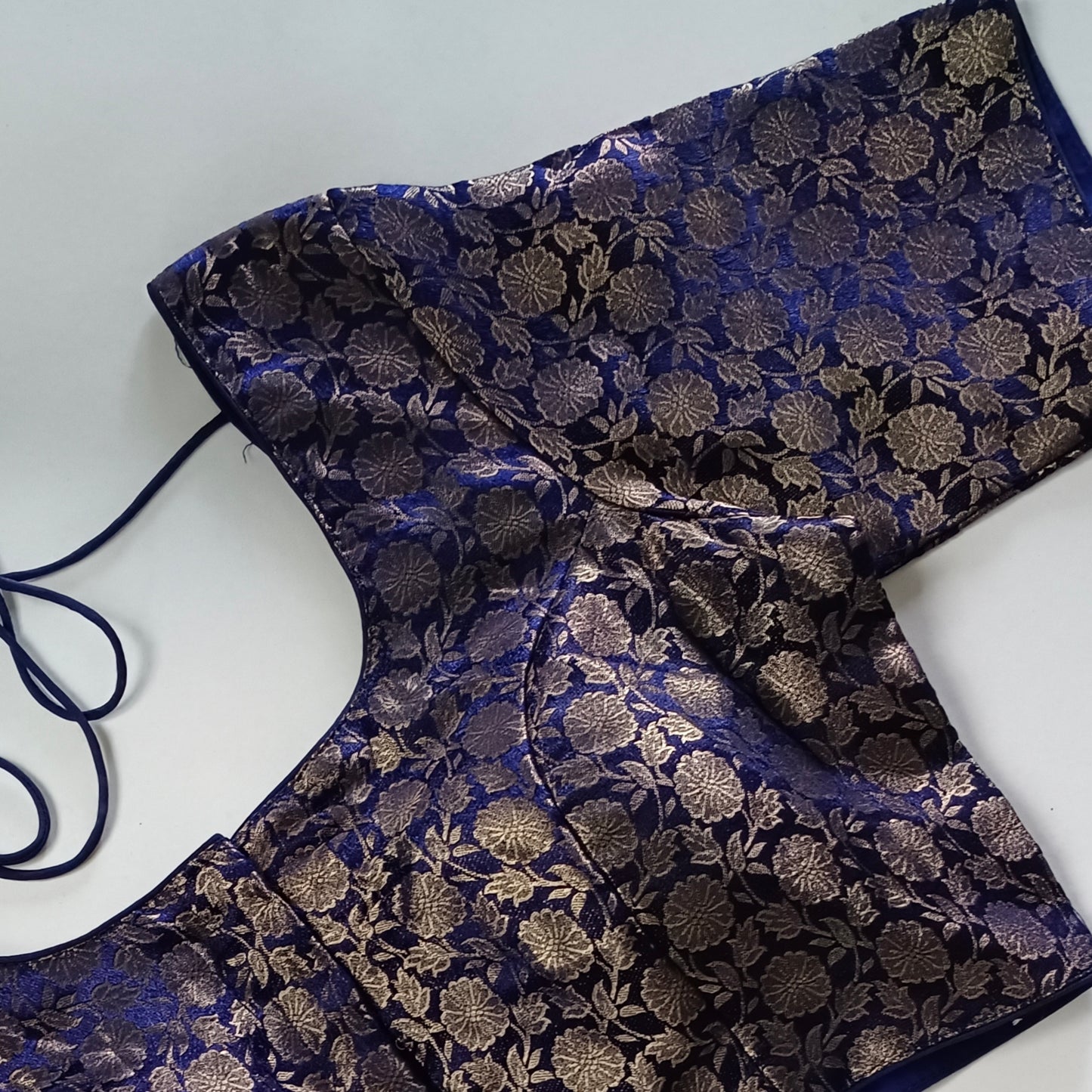 Classic Navy Blue Brocade Blouse(assorted)