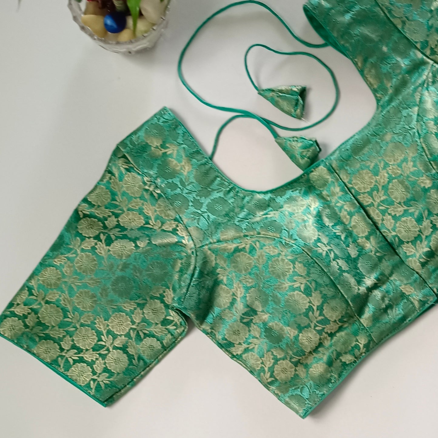 Classic Aqua Green Brocade Blouse(assorted)