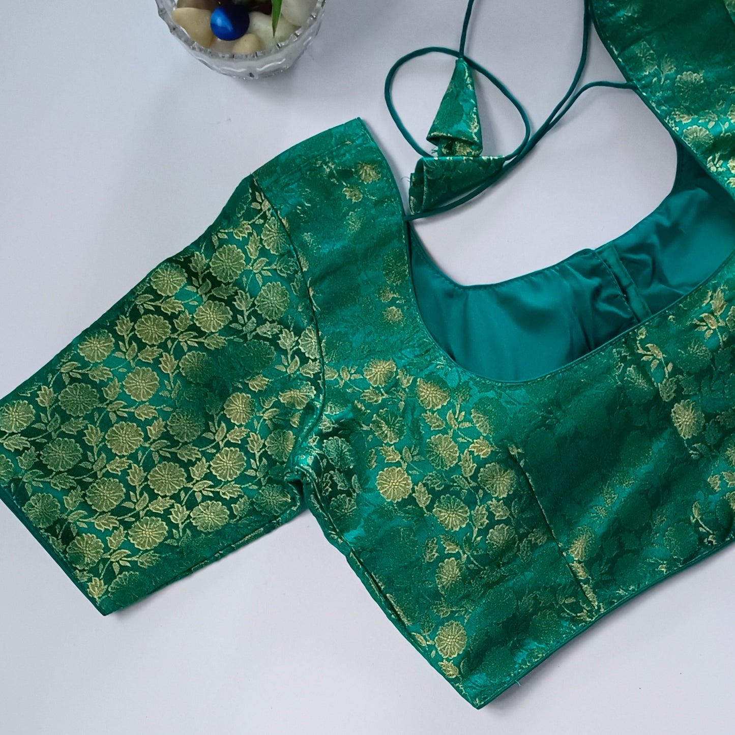 Classic Leaf Green Brocade Blouse(assorted)