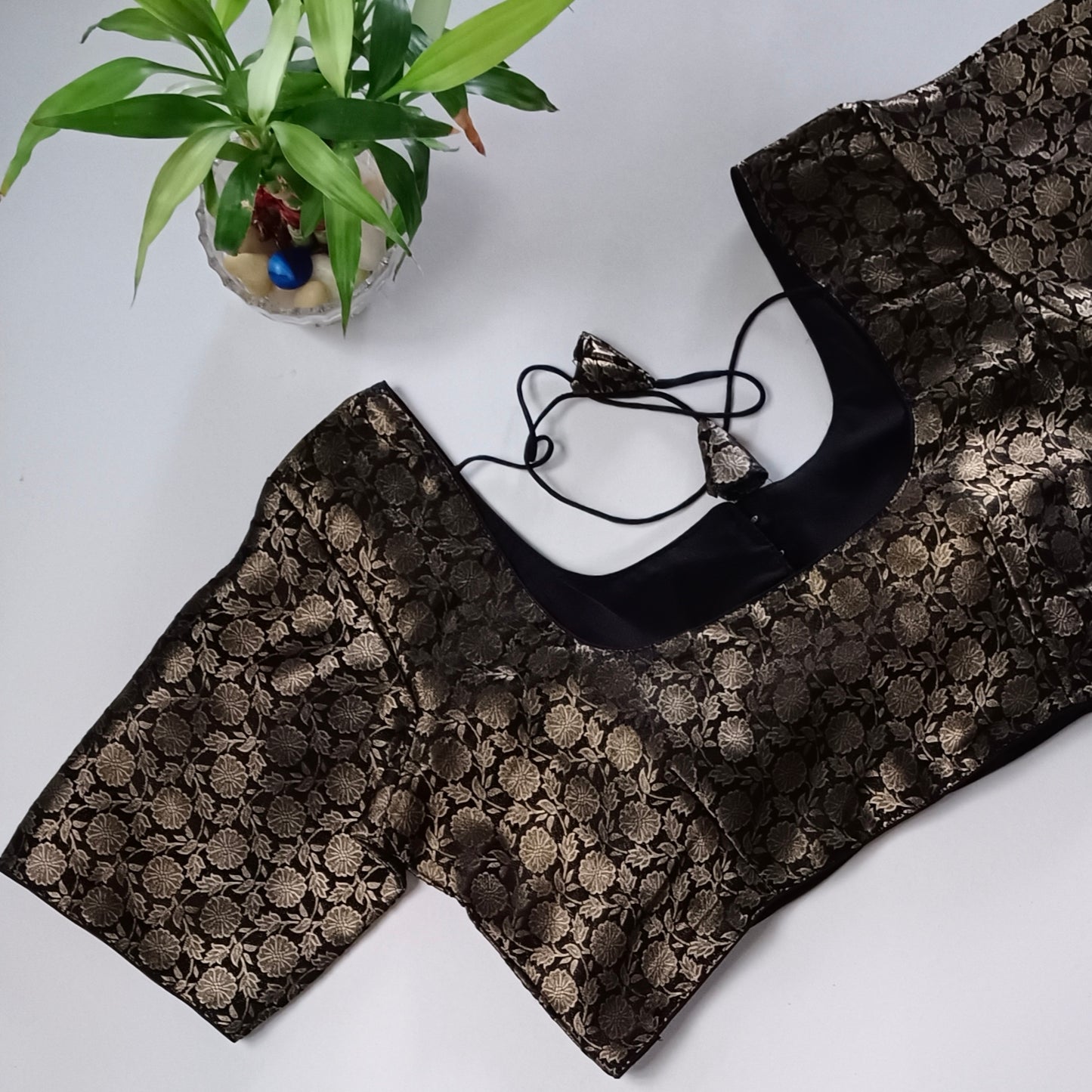 Classic Black Brocade Blouse(assorted)