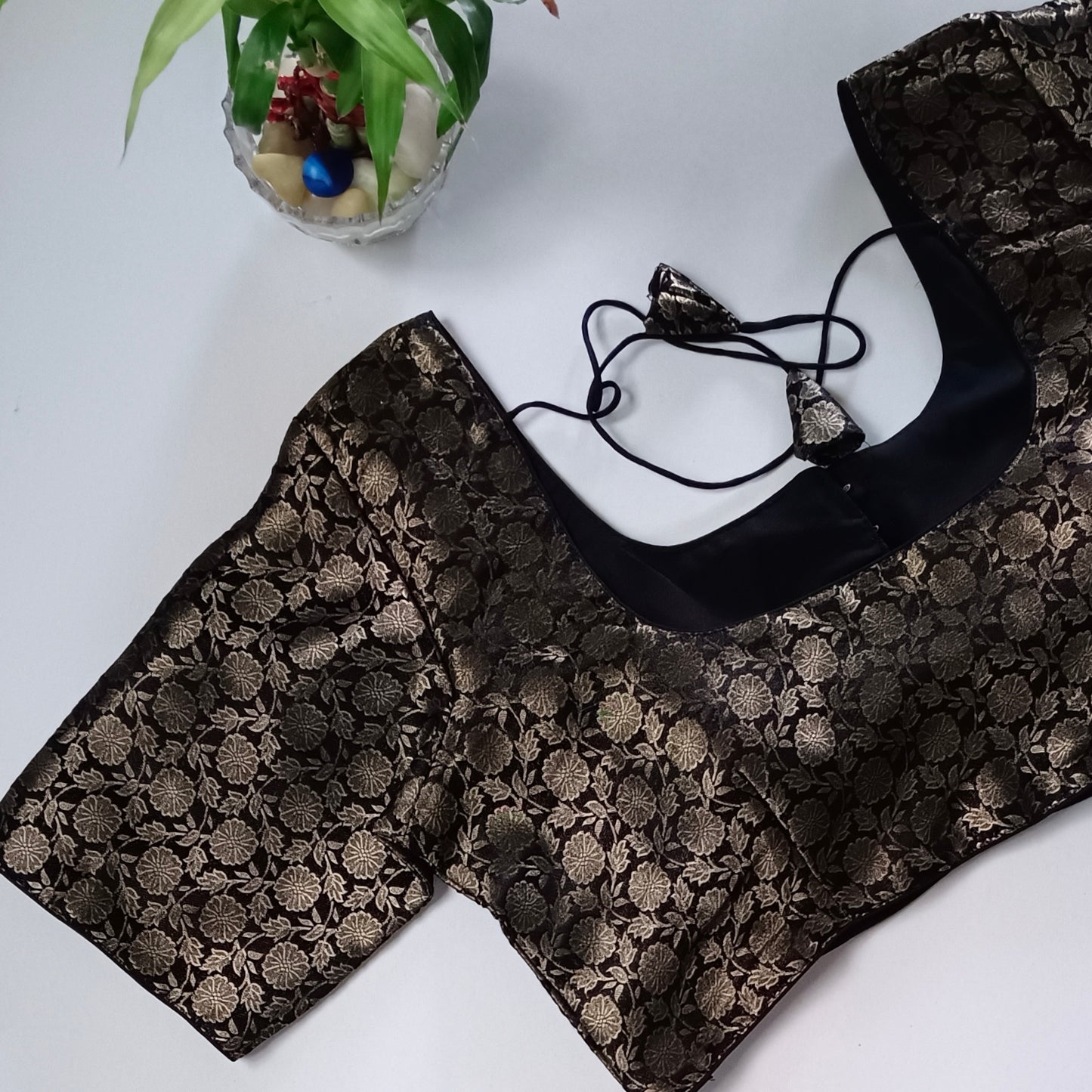 Classic Black Brocade Blouse(assorted)