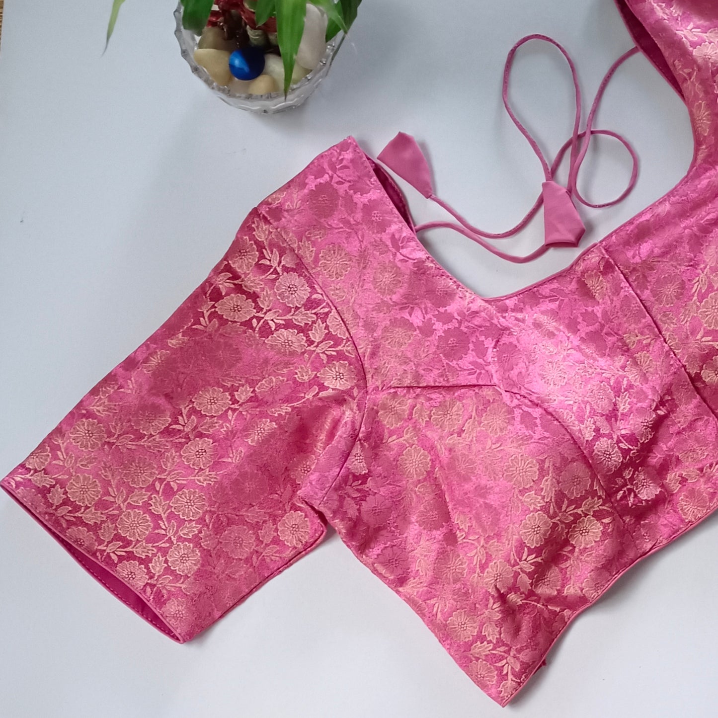 Classic Pink Brocade Blouse(assorted)