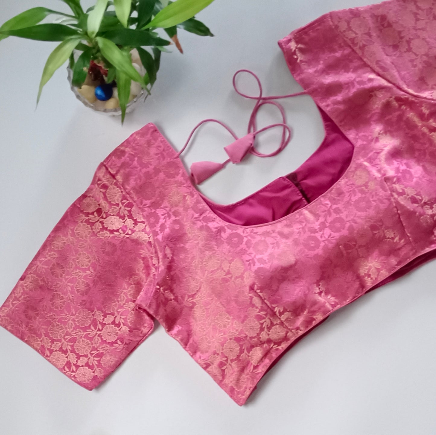 Classic Pink Brocade Blouse(assorted)