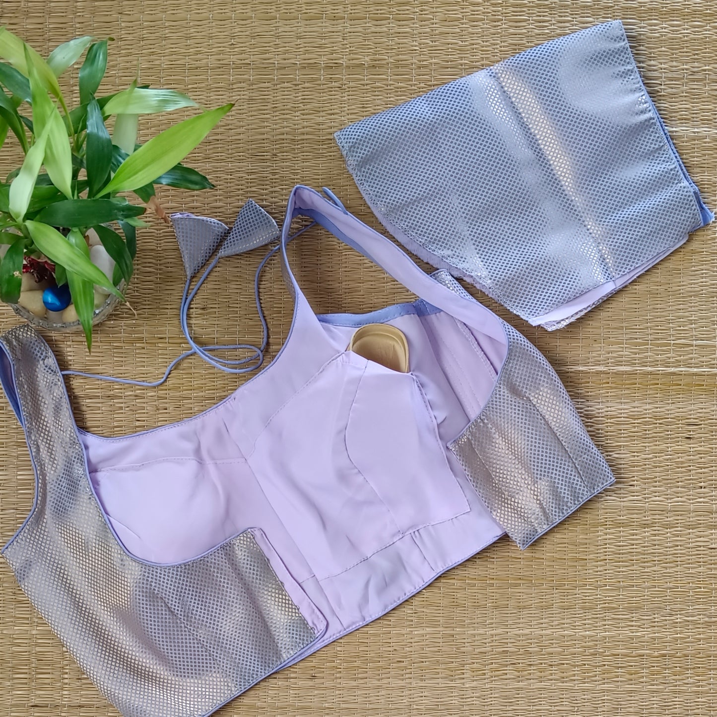 Lilac Brocade Blouse with attachable sleeves (assorted)