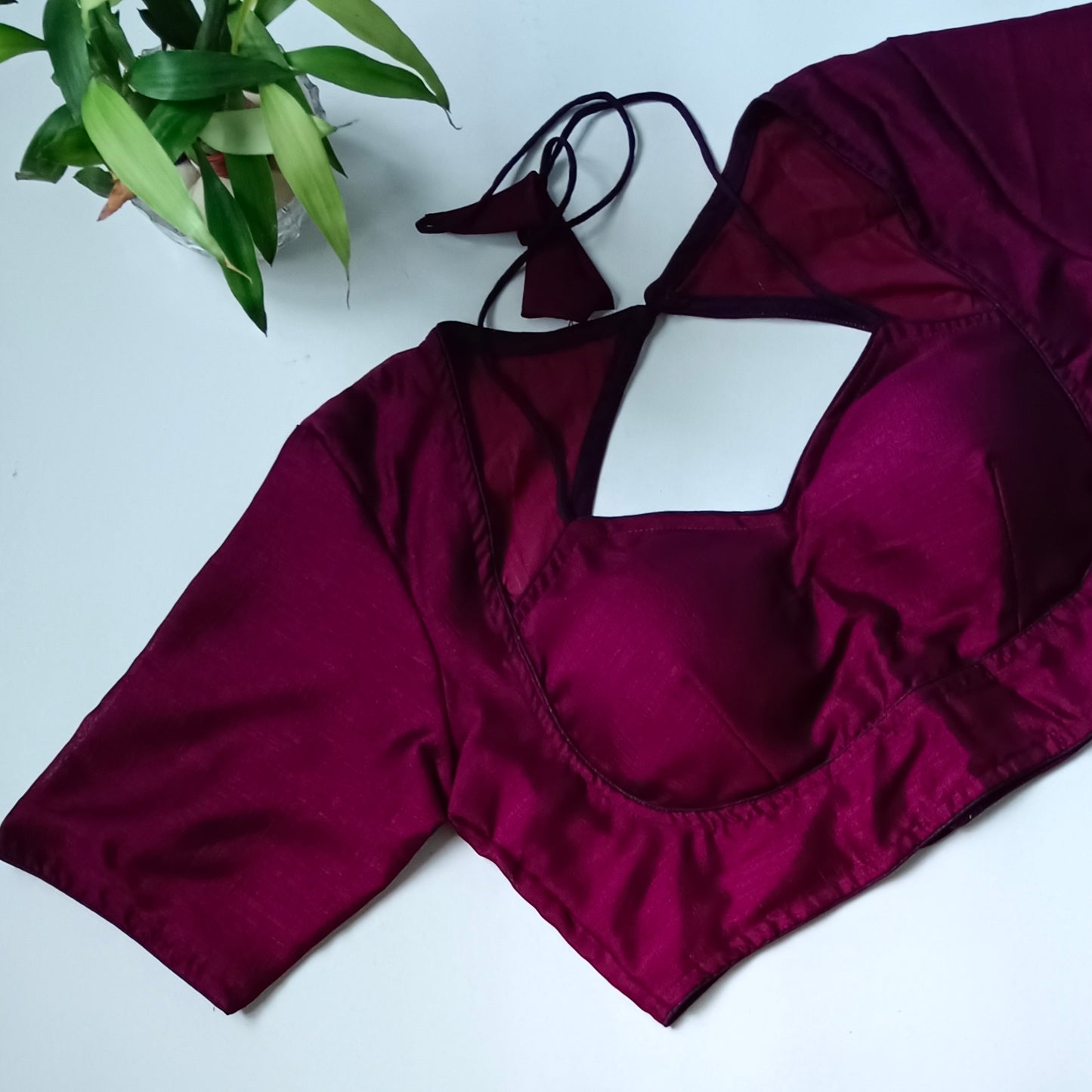 Wine Masaba Neck Plain Blouse