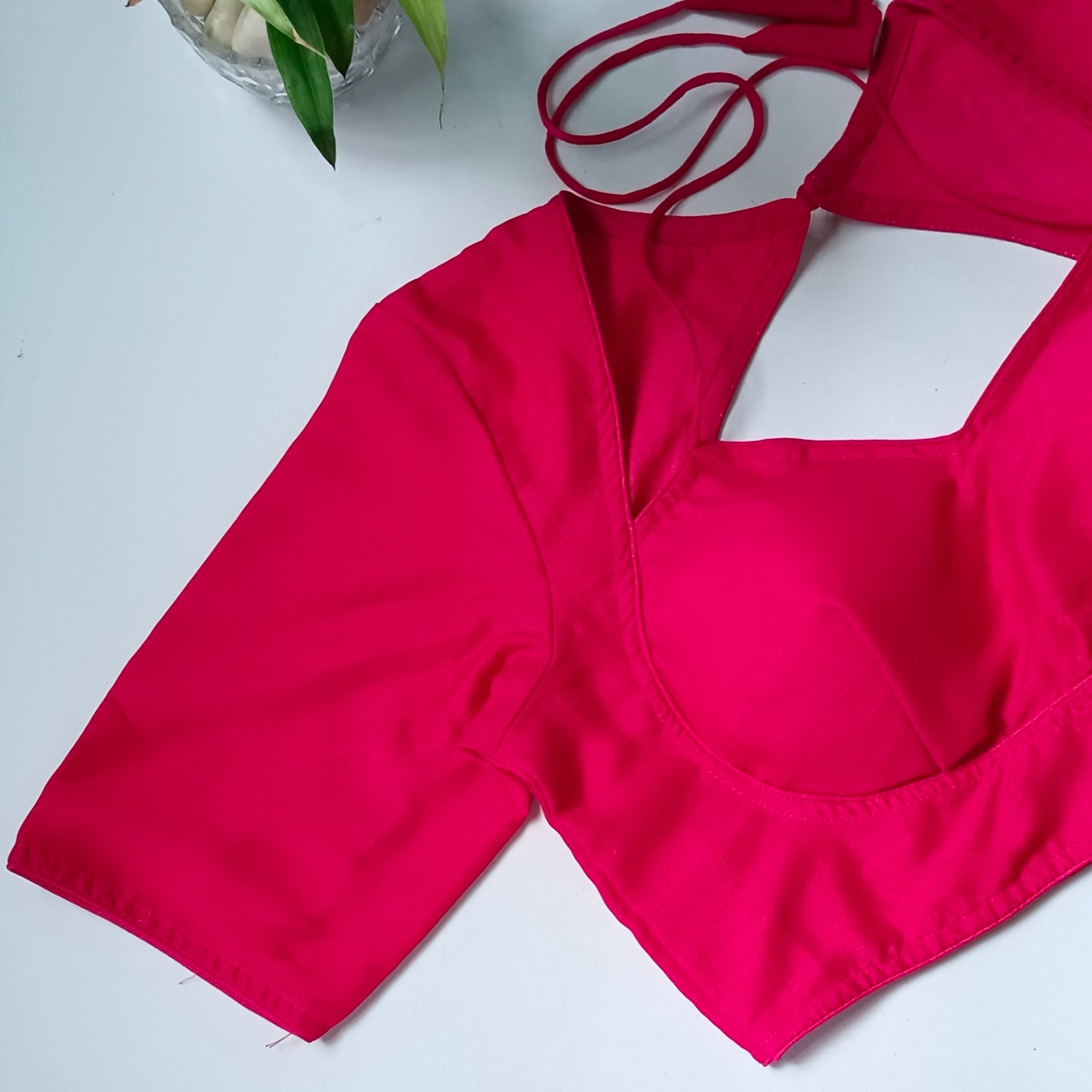 Rani Pink Masaba Neck Plain Blouse