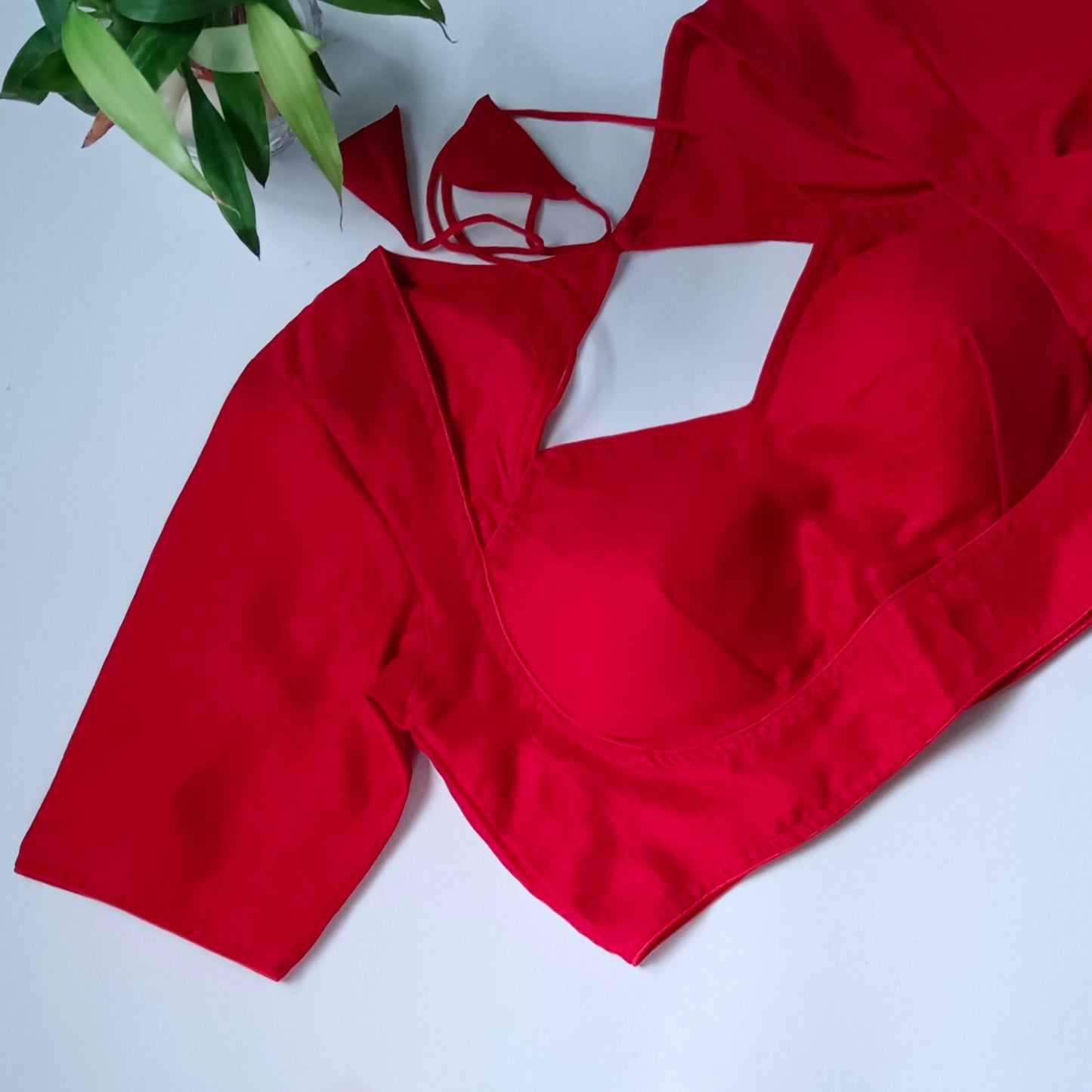 Cherry Red Masaba Neck Plain Blouse