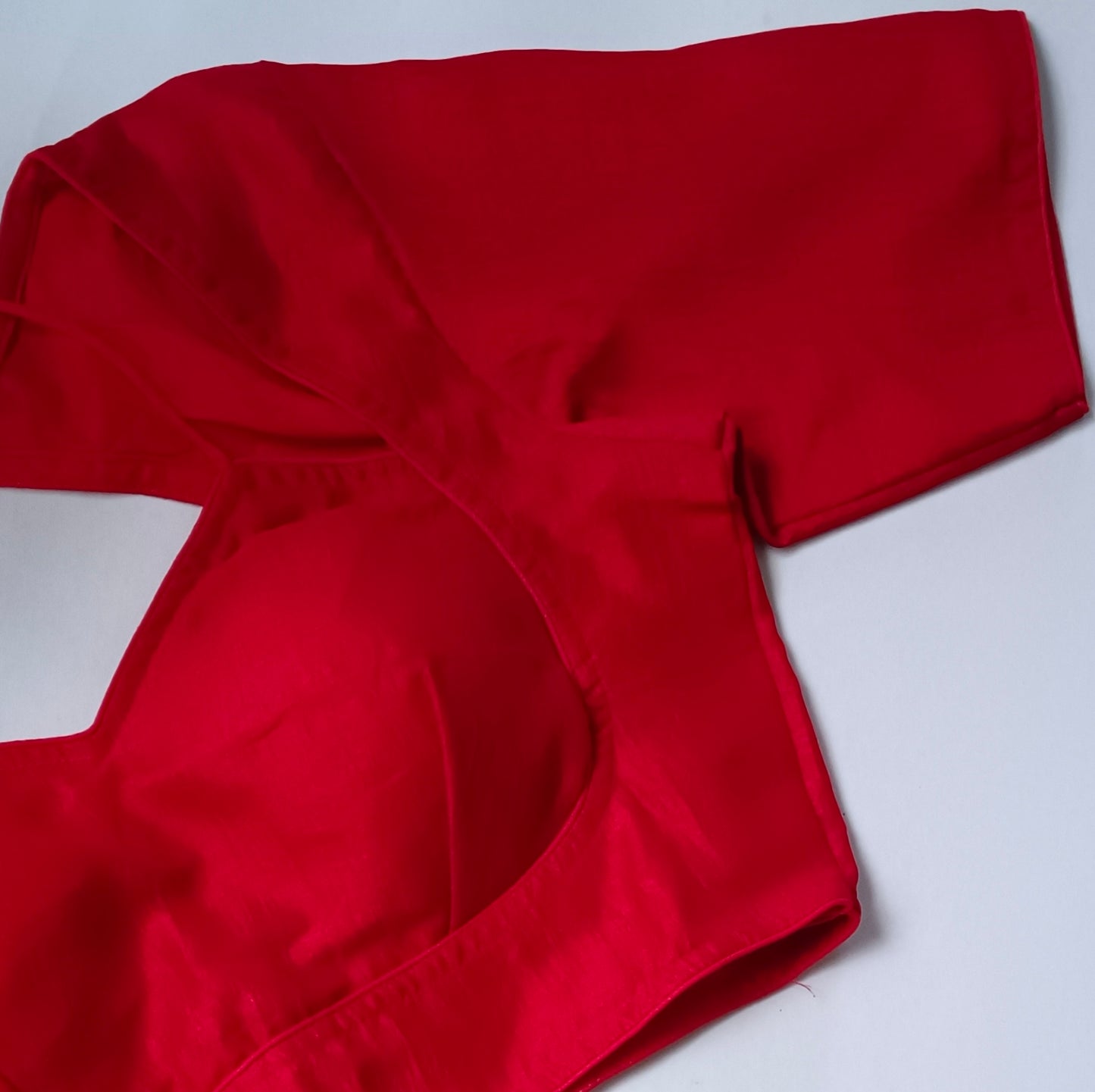 Cherry Red Masaba Neck Plain Blouse