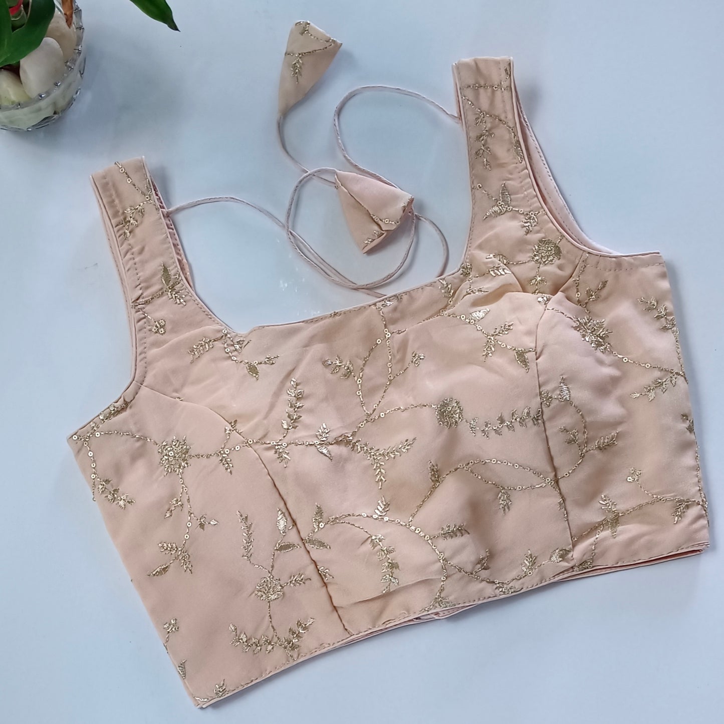 Pastel Pink tissue blouse with attachable sleeves