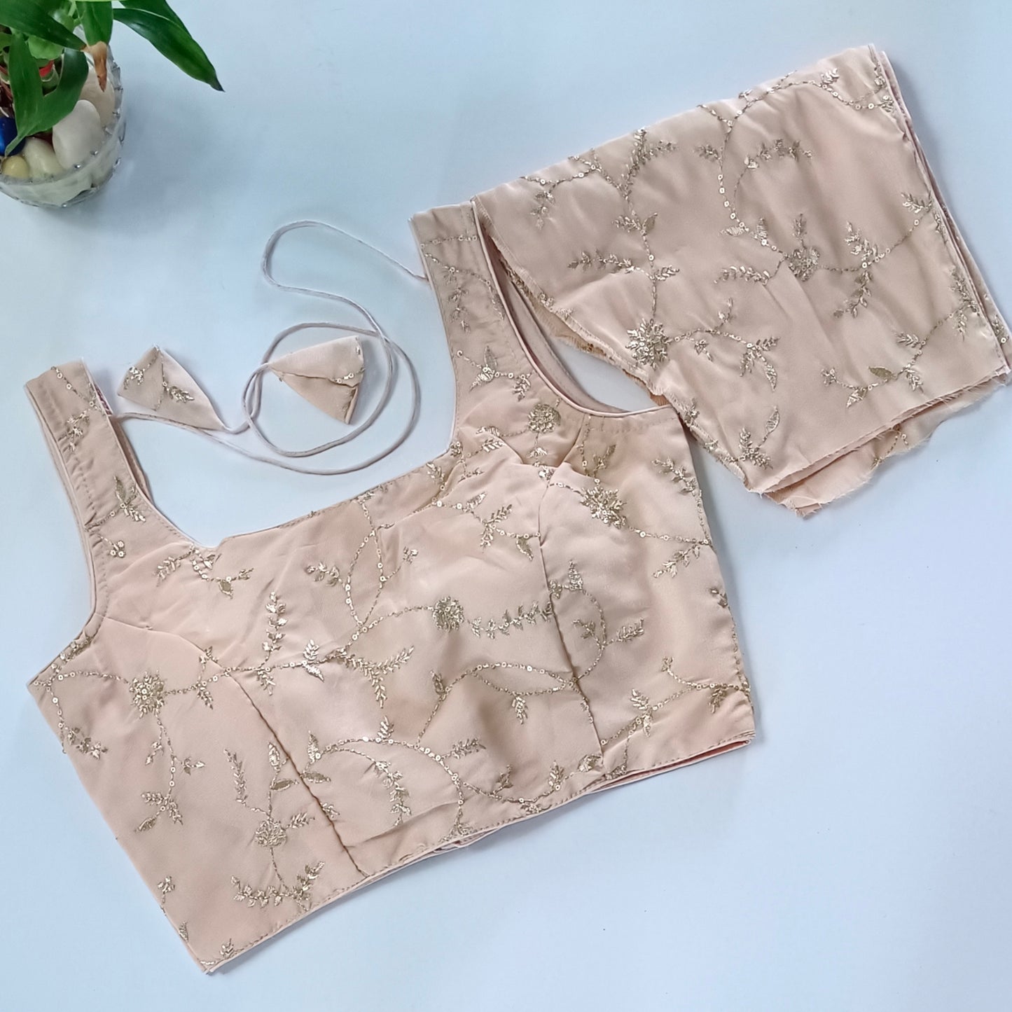 Pastel Pink tissue blouse with attachable sleeves