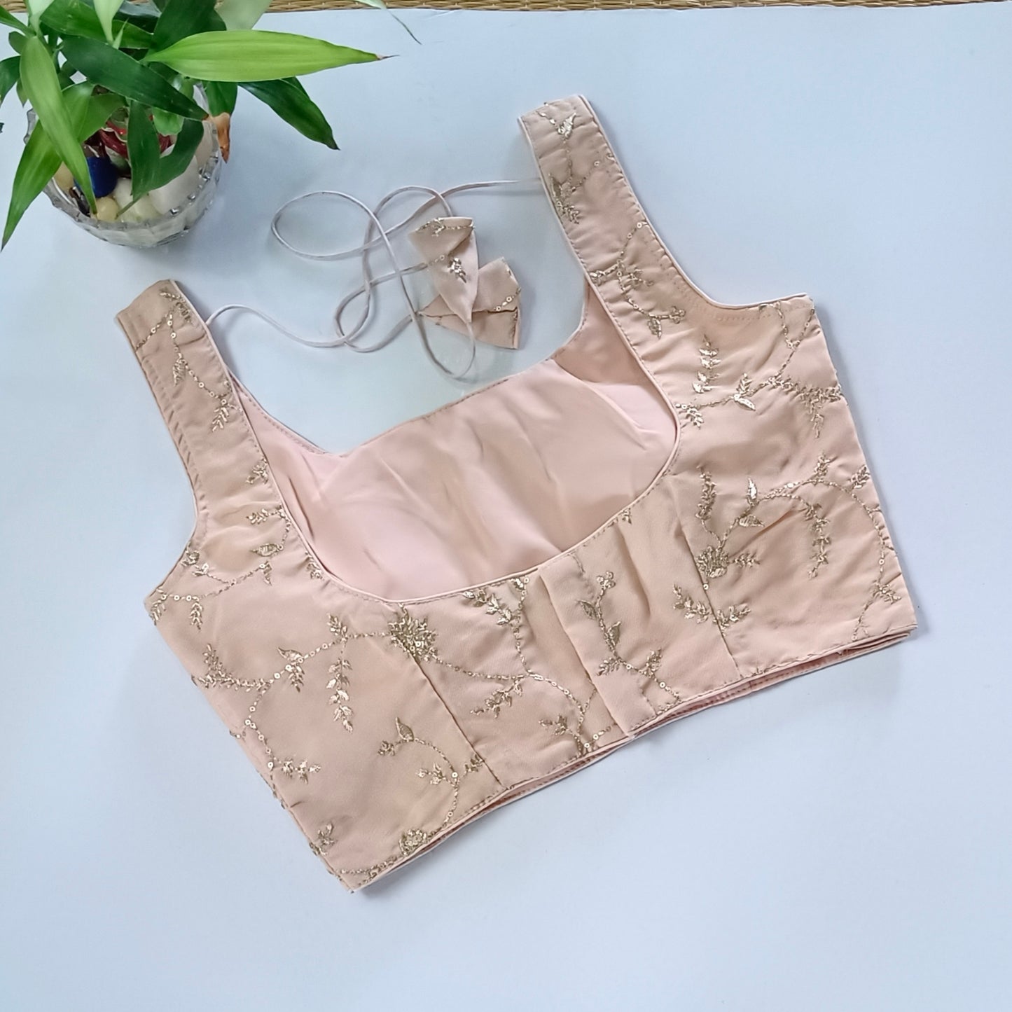 Pastel Pink tissue blouse with attachable sleeves