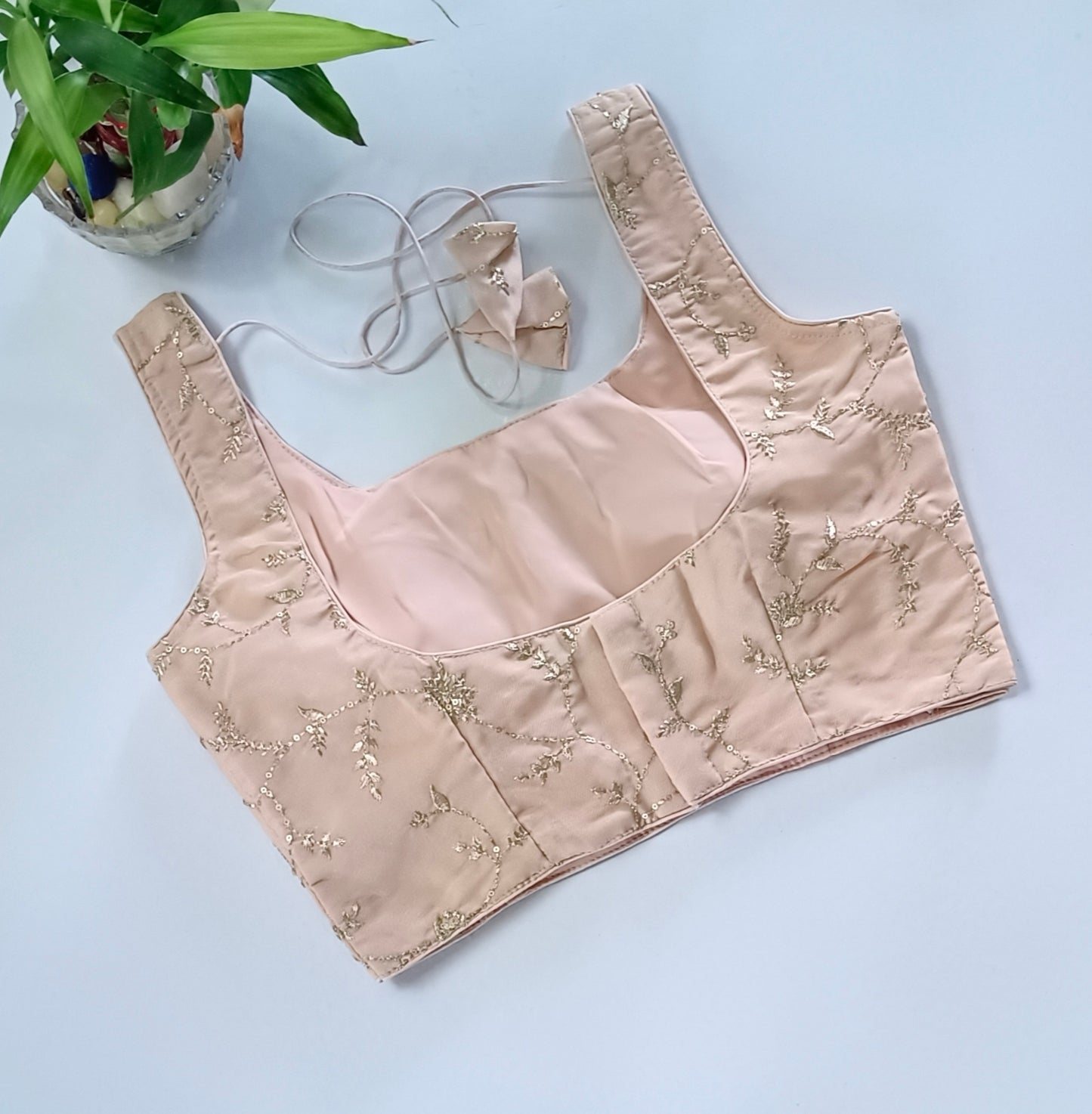 Pastel Pink tissue blouse with attachable sleeves