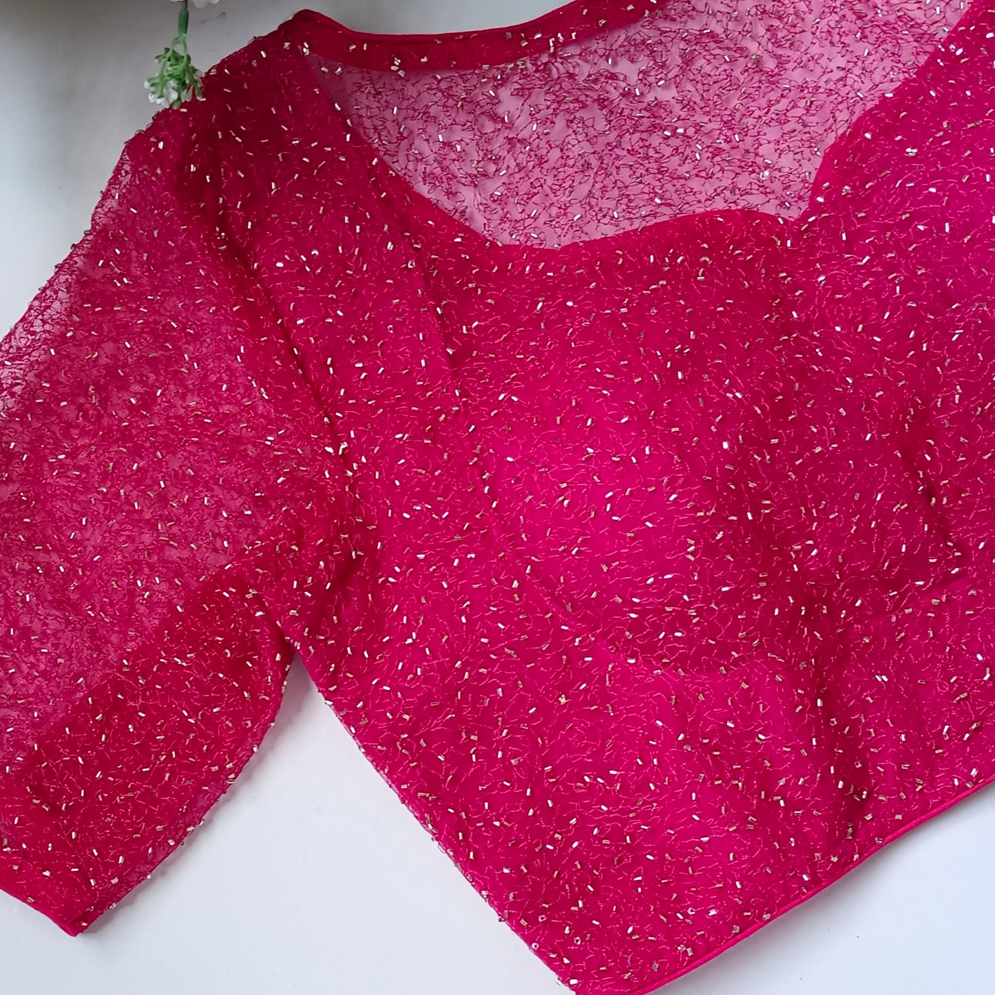 Rani Pink Net Sequence Blouse