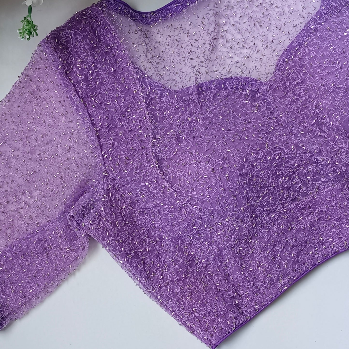 Lilac Net Sequence Blouse