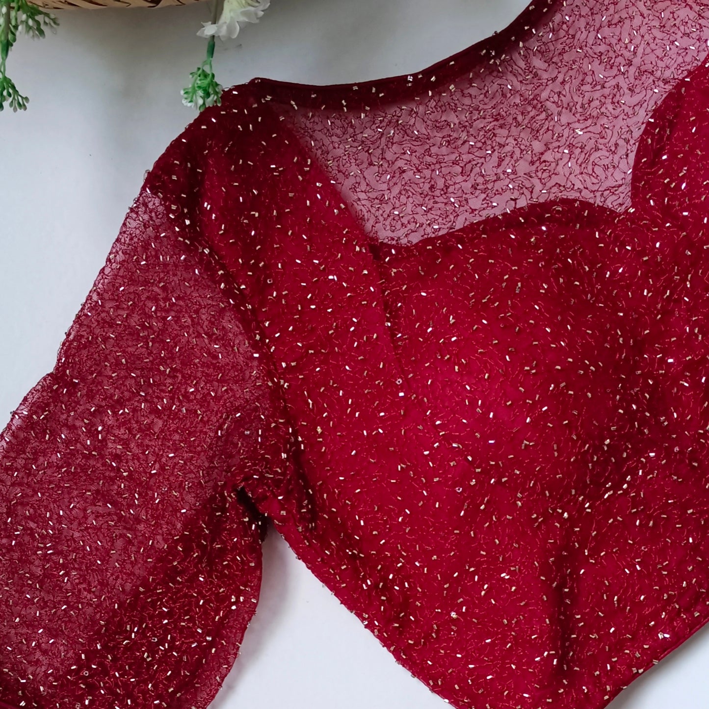 Maroon Net Sequence Blouse