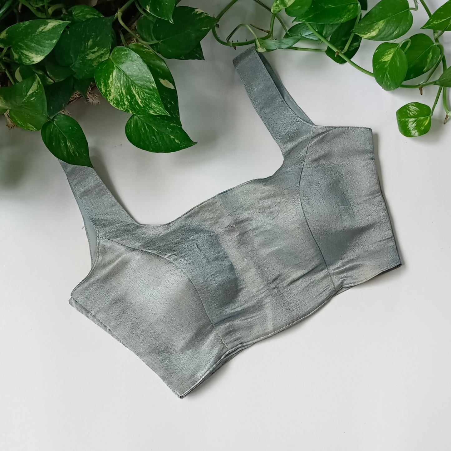 Metallic Grey Classic Sleeveless Blouse