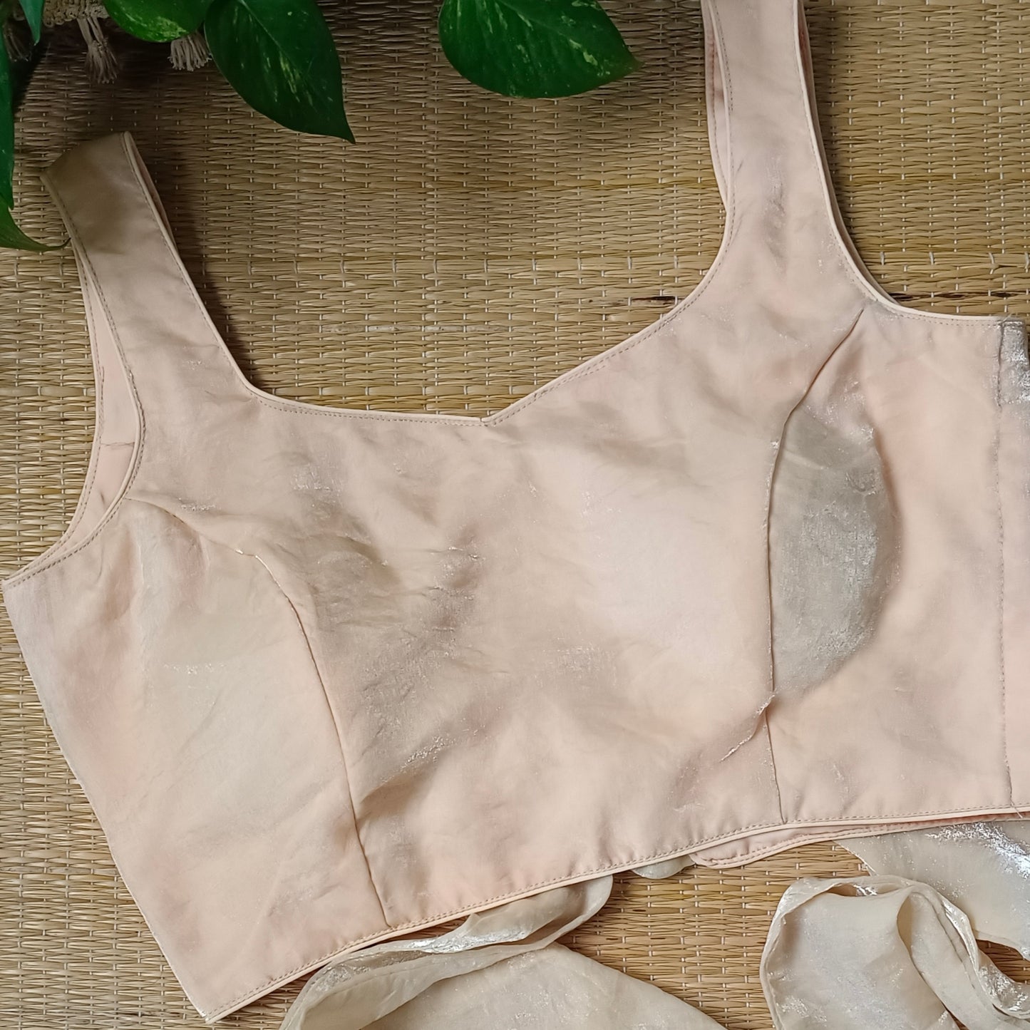 Beige Wrap On Sleeveless Blouse