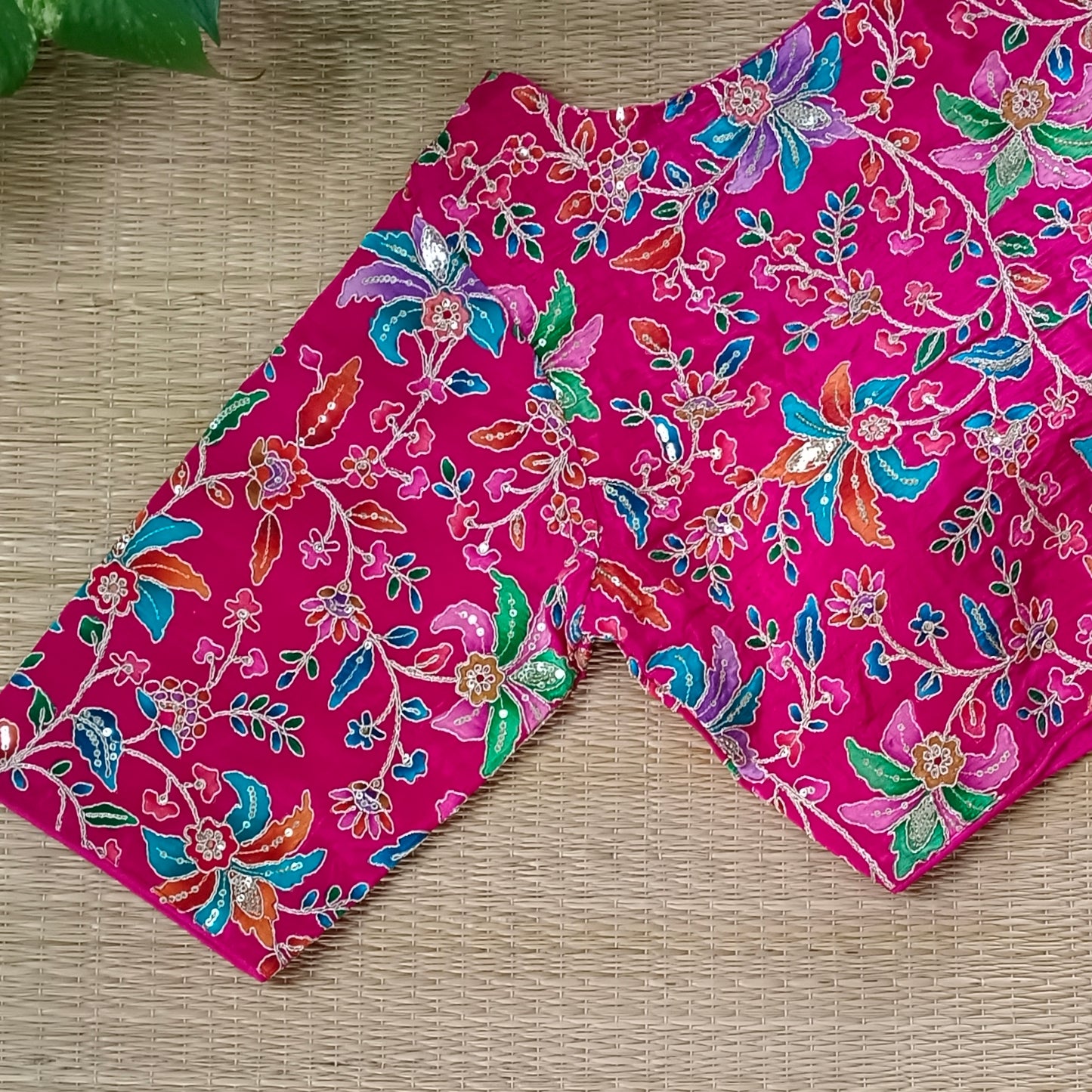 Rani pink crepe code work blouse