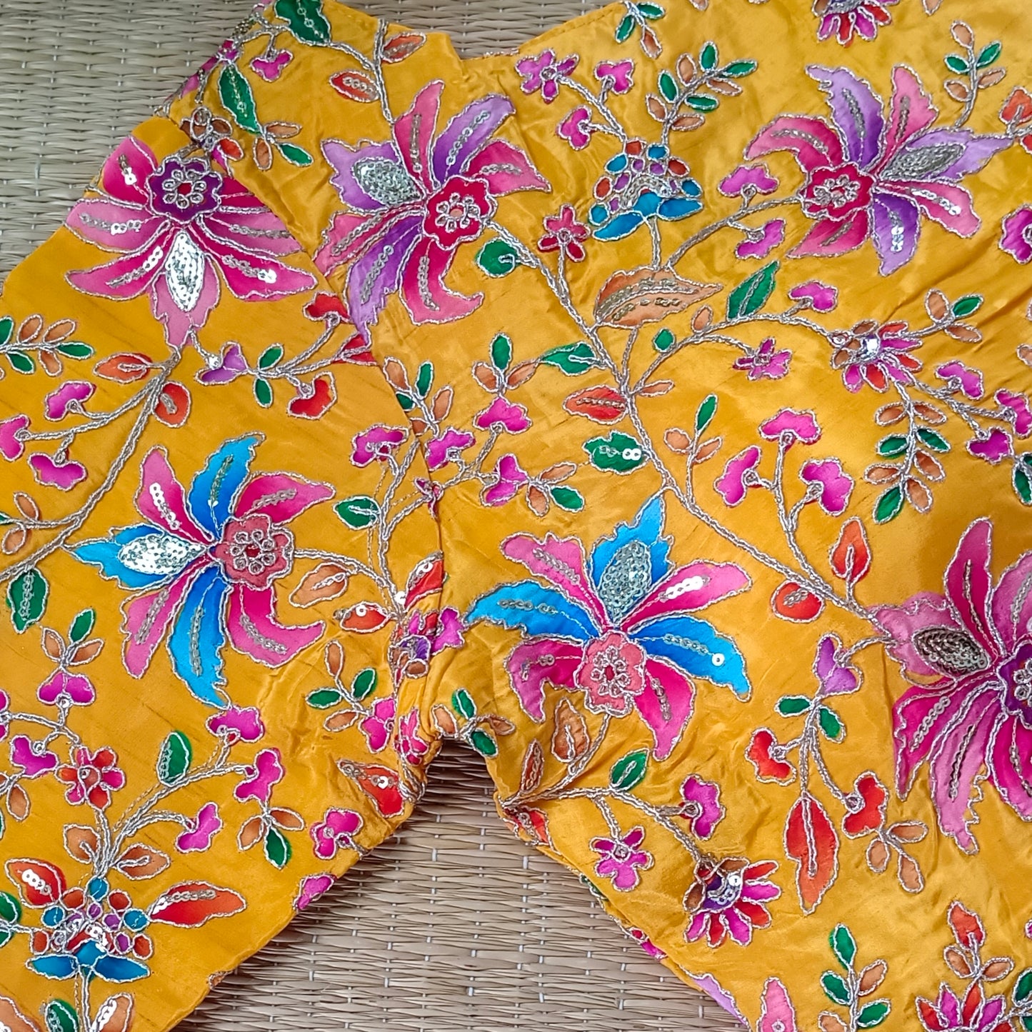 Yellow crepe code work blouse