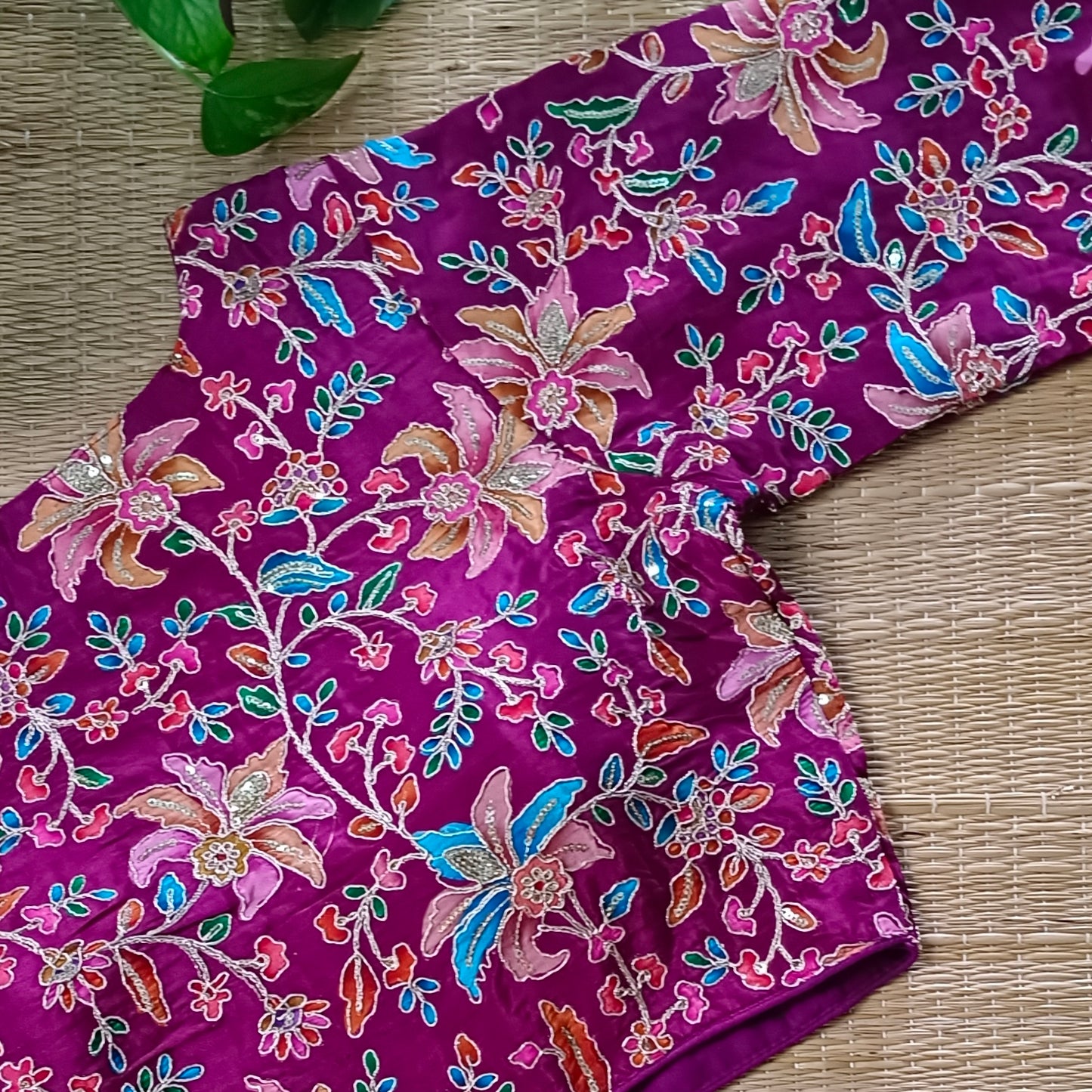 Magenta crepe code work blouse