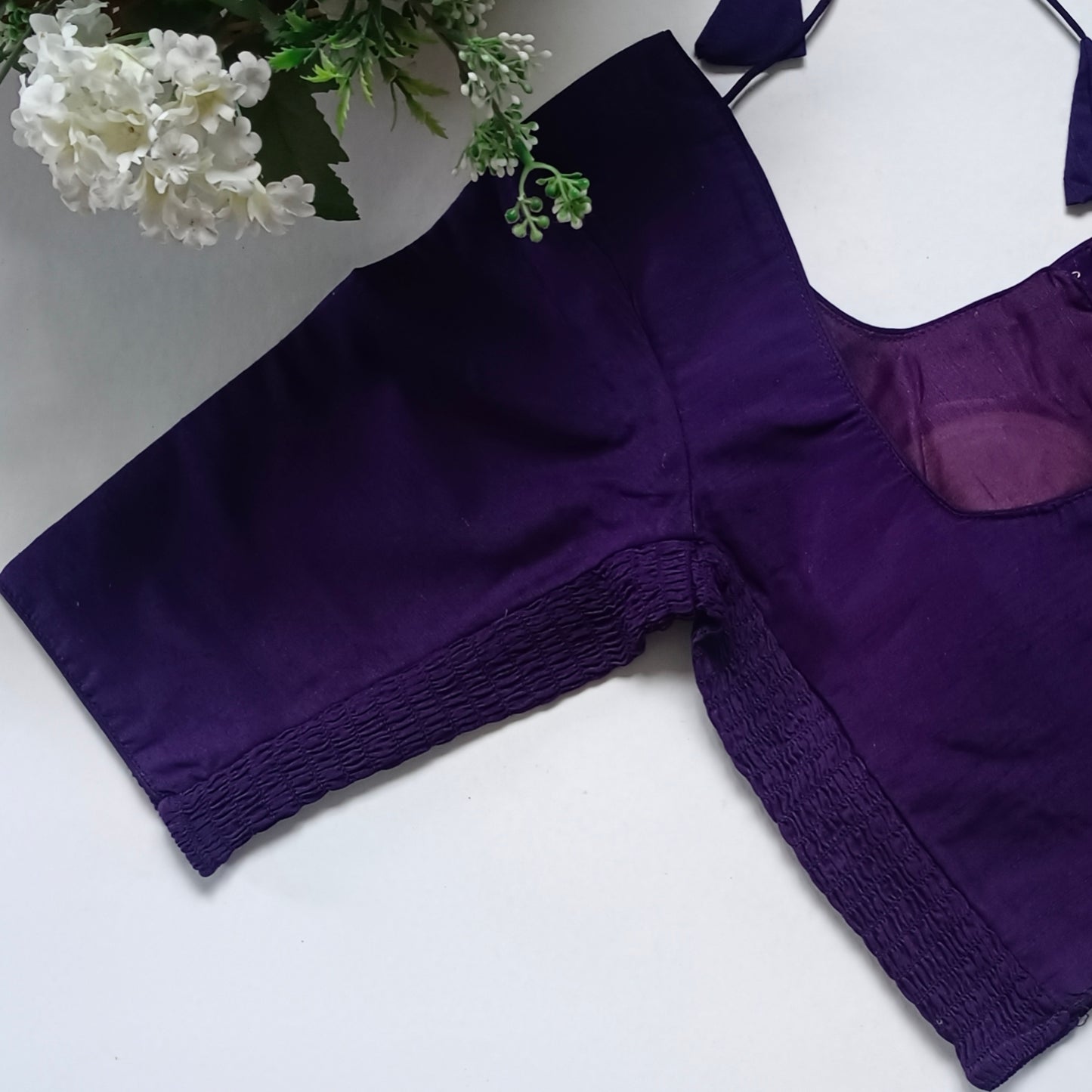 Classic plain dark purple flexi fit blouse