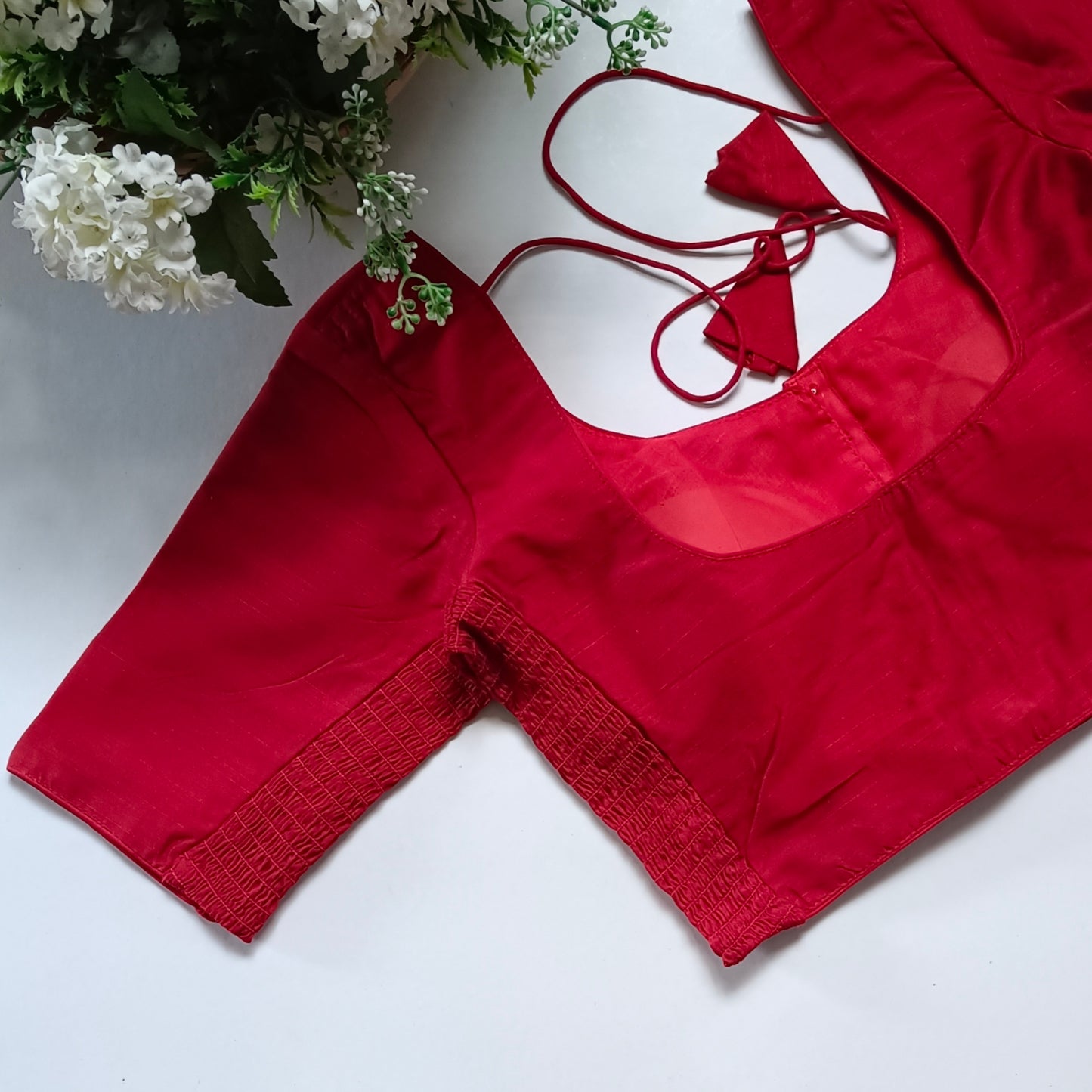 Classic red plain flexi fit blouse