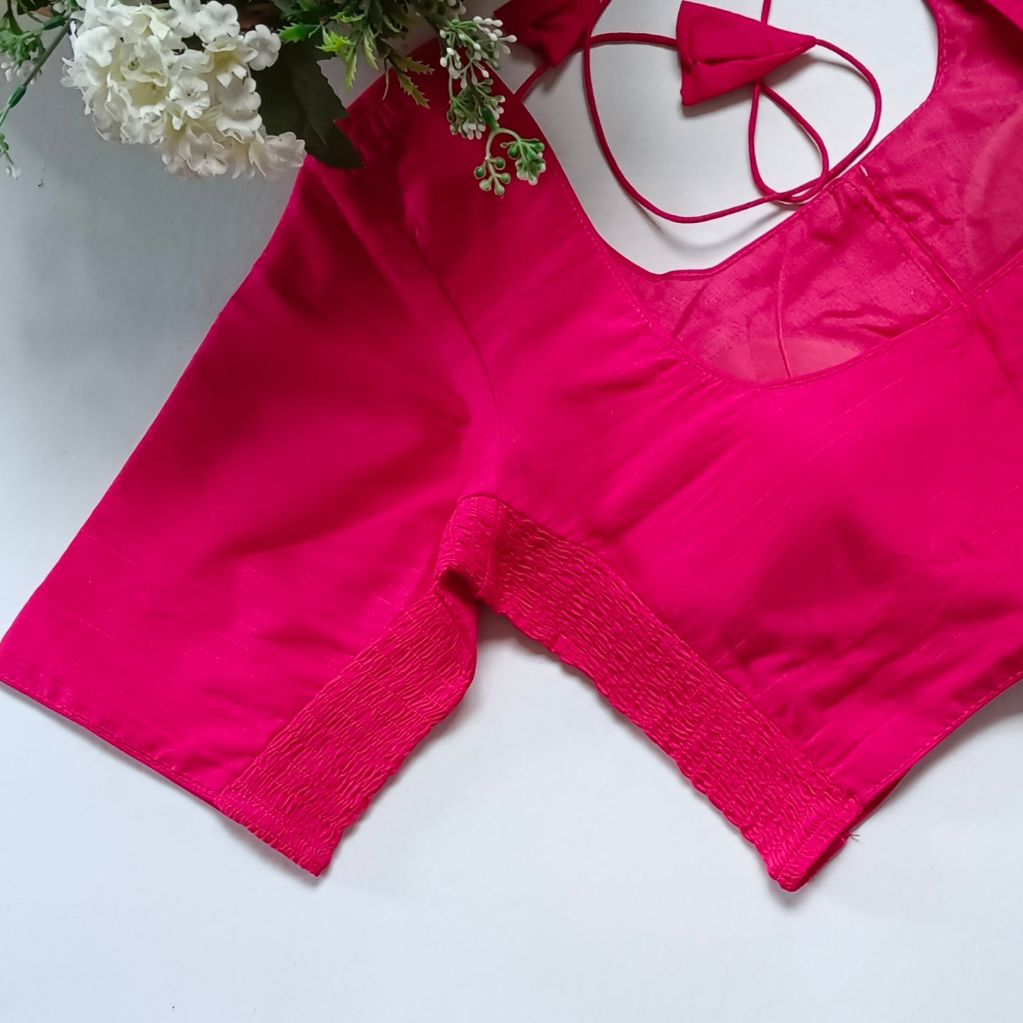 Classic rani pink plain flexi fit blouse