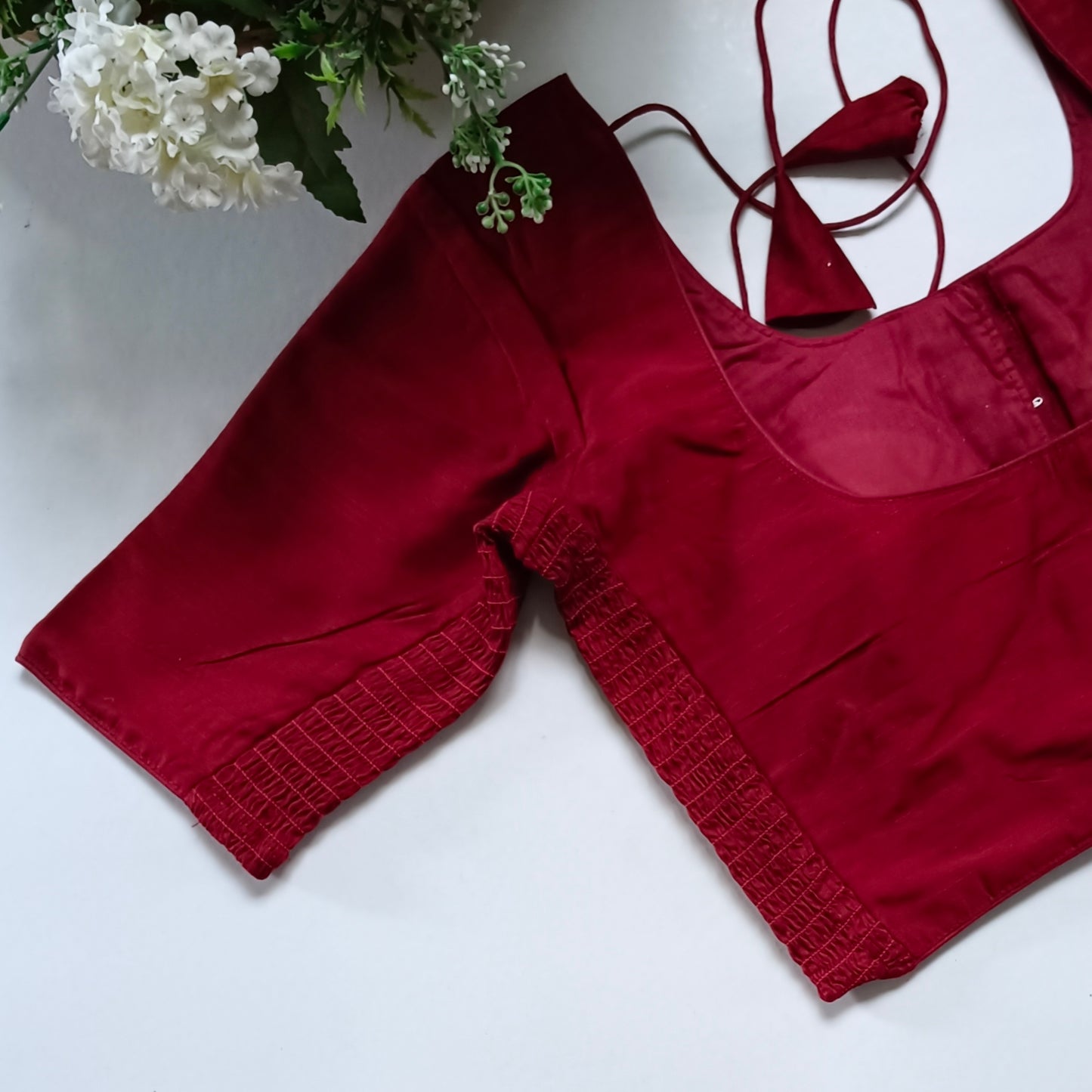Classic maroon plain flexi fit blouse