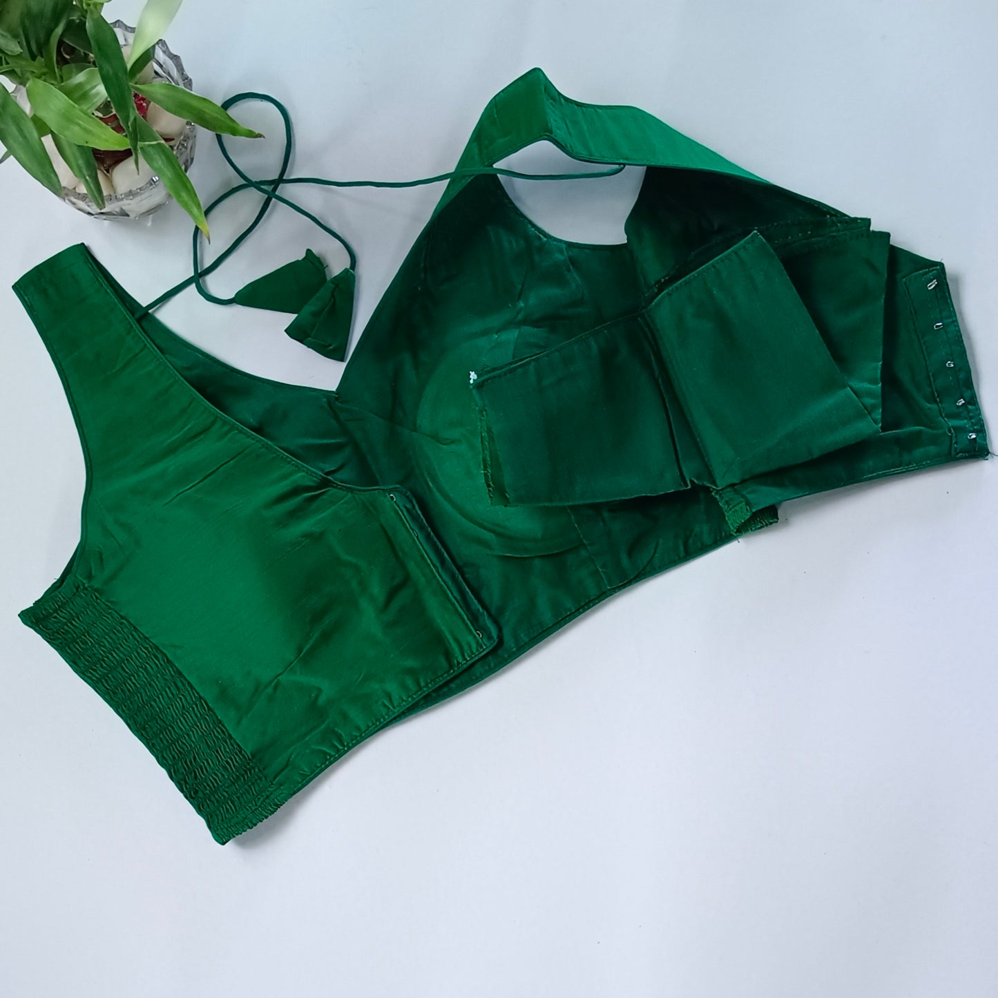 Green plain flexifit blouse (attachable sleeves)