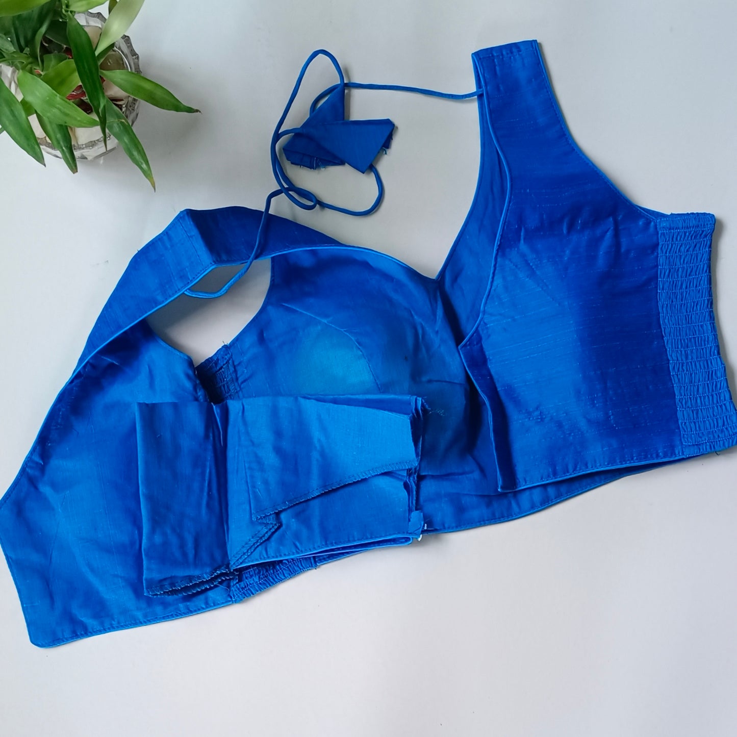 Blue plain flexifit blouse (attachable sleeves)