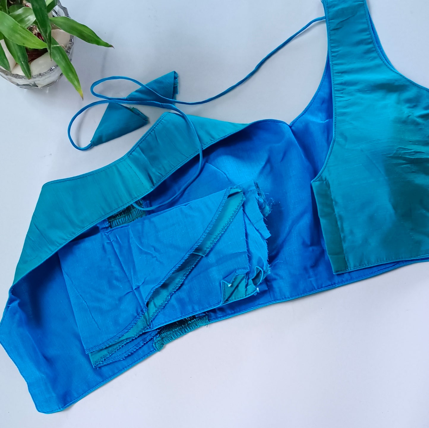Rama blue plain flexifit blouse (attachable sleeves)