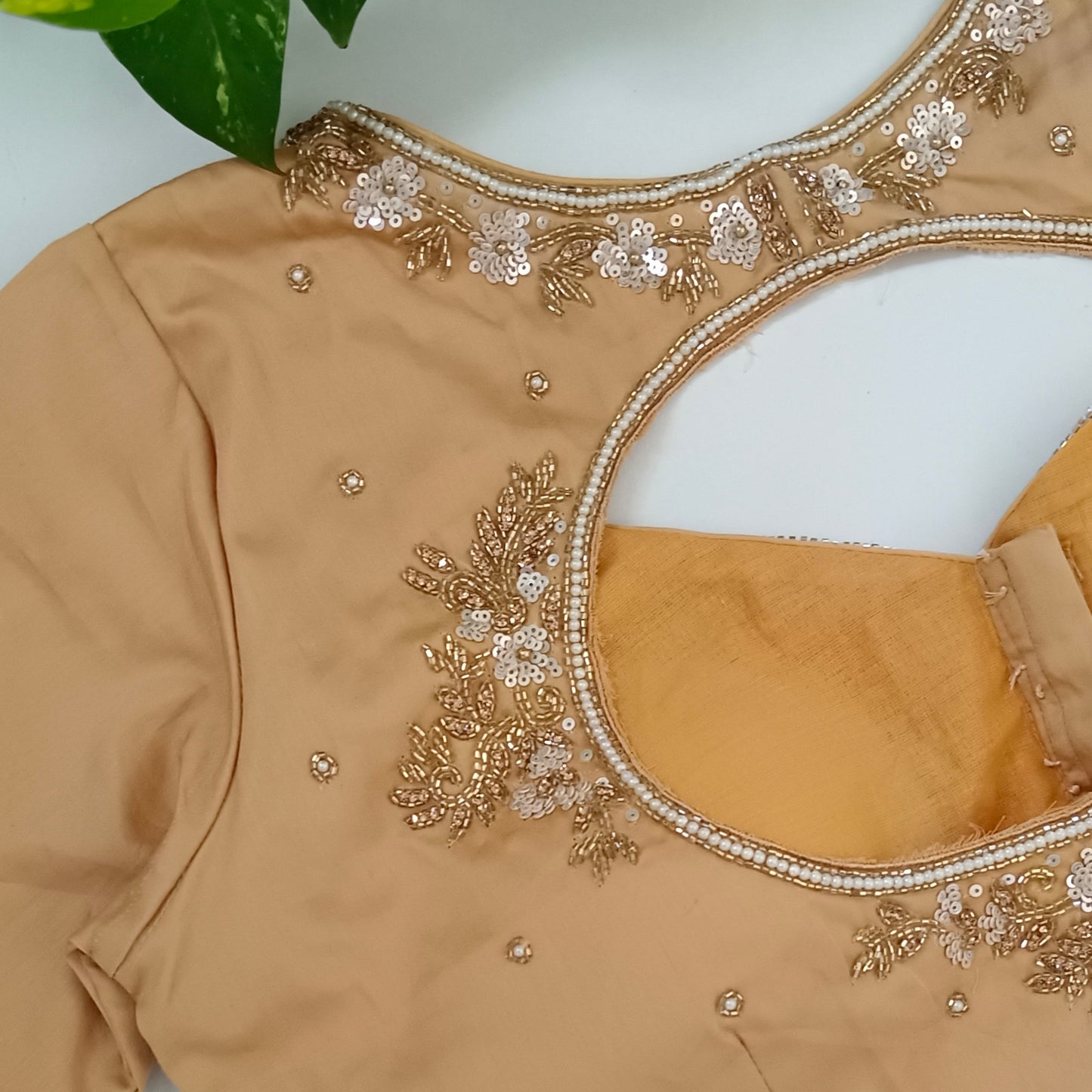Golden handwork silk blouse