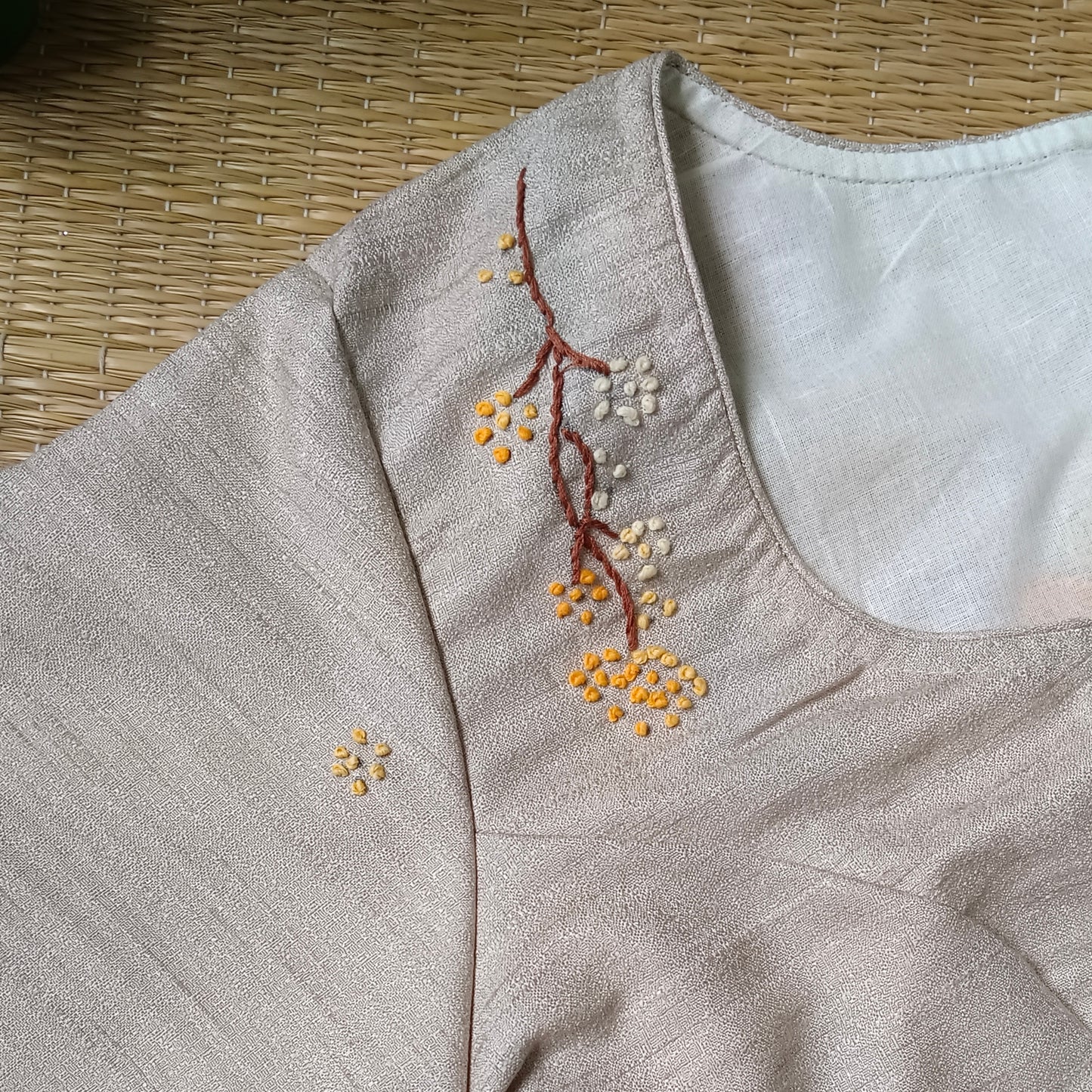 Beige Knot Work Blouse