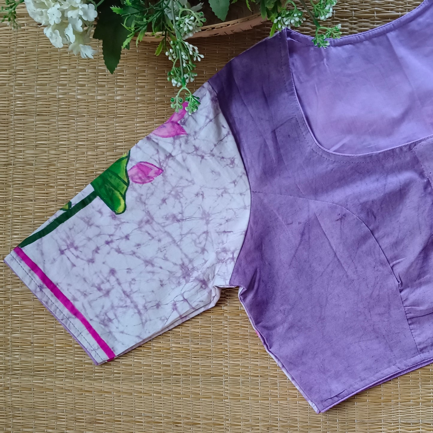 Batik Lavender hand painted blouse
