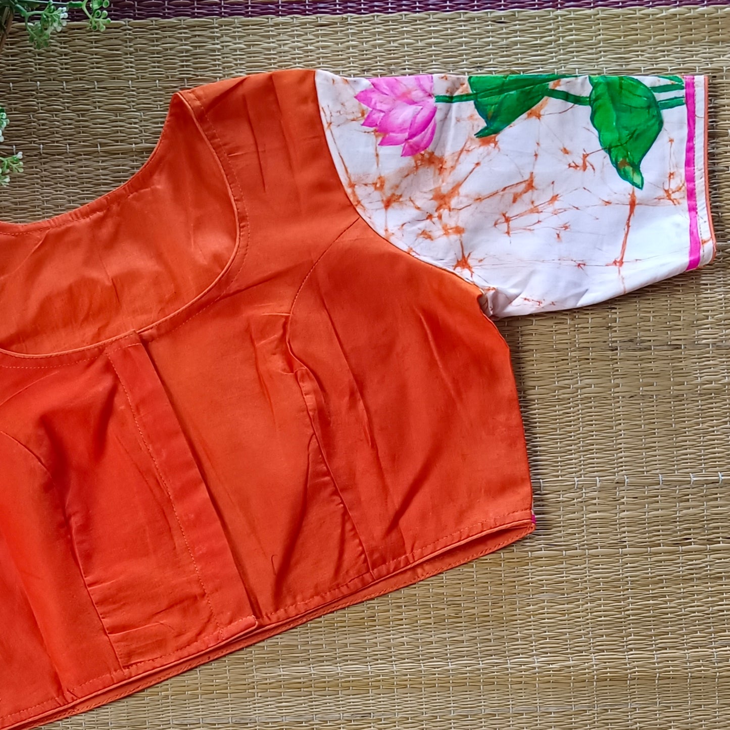 Batik Orange hand painted blouse