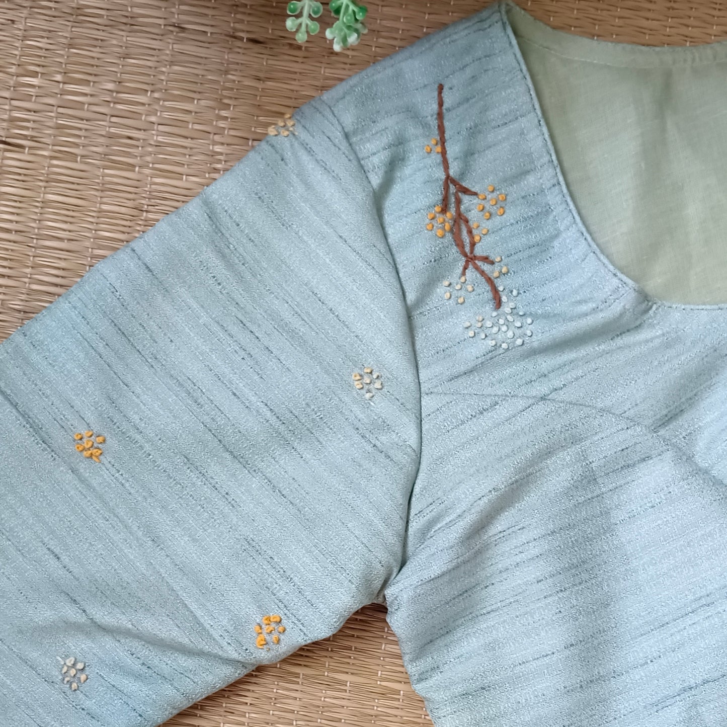 Grey Knot Work Blouse