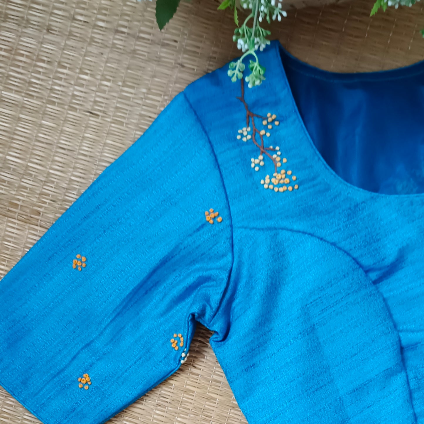 Blue Knot Work Blouse