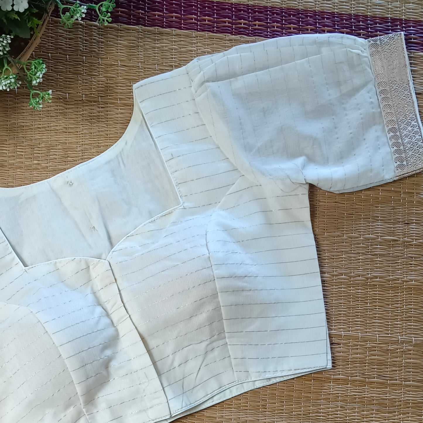 Off White Cotton Silk Blouse