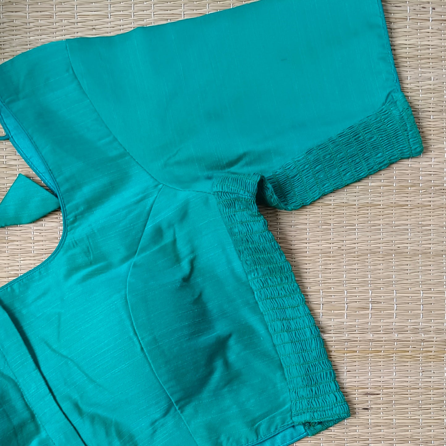 Classic rama green plain flexi fit blouse