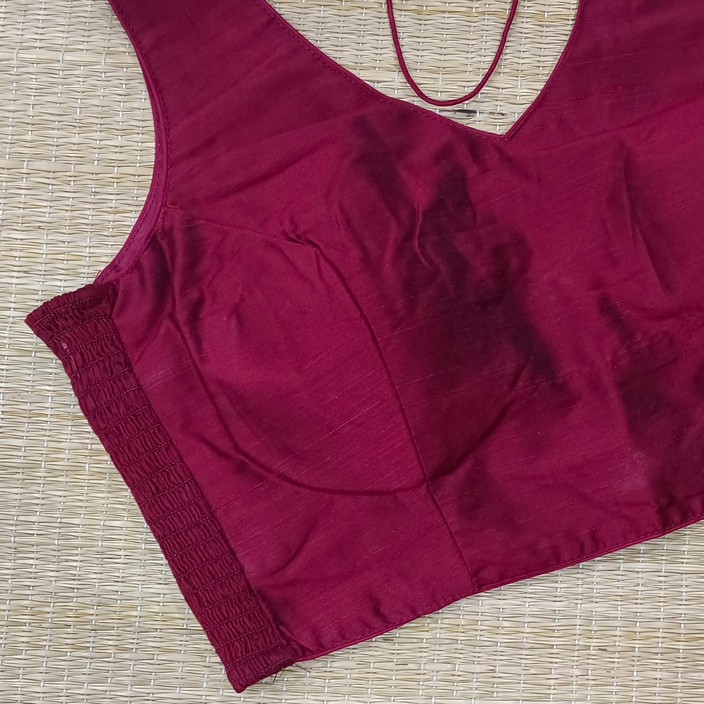 Maroon plain flexifit blouse (attachable sleeves)