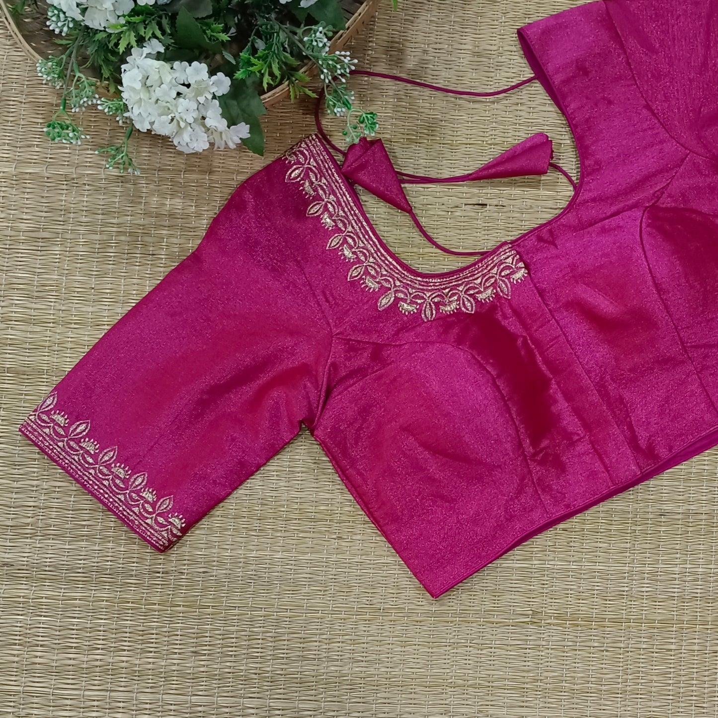 Classic Metallic Dark Pink Tissue Blouse